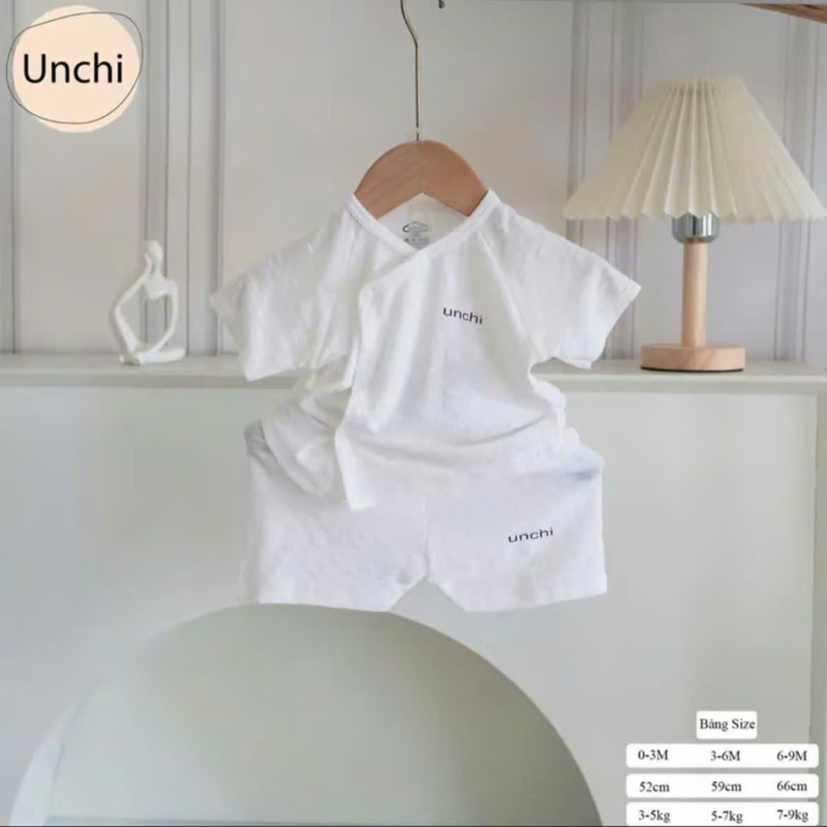 Bộ cộc tay sơ sinh Unchi petit bamboo vân nổi cho bé