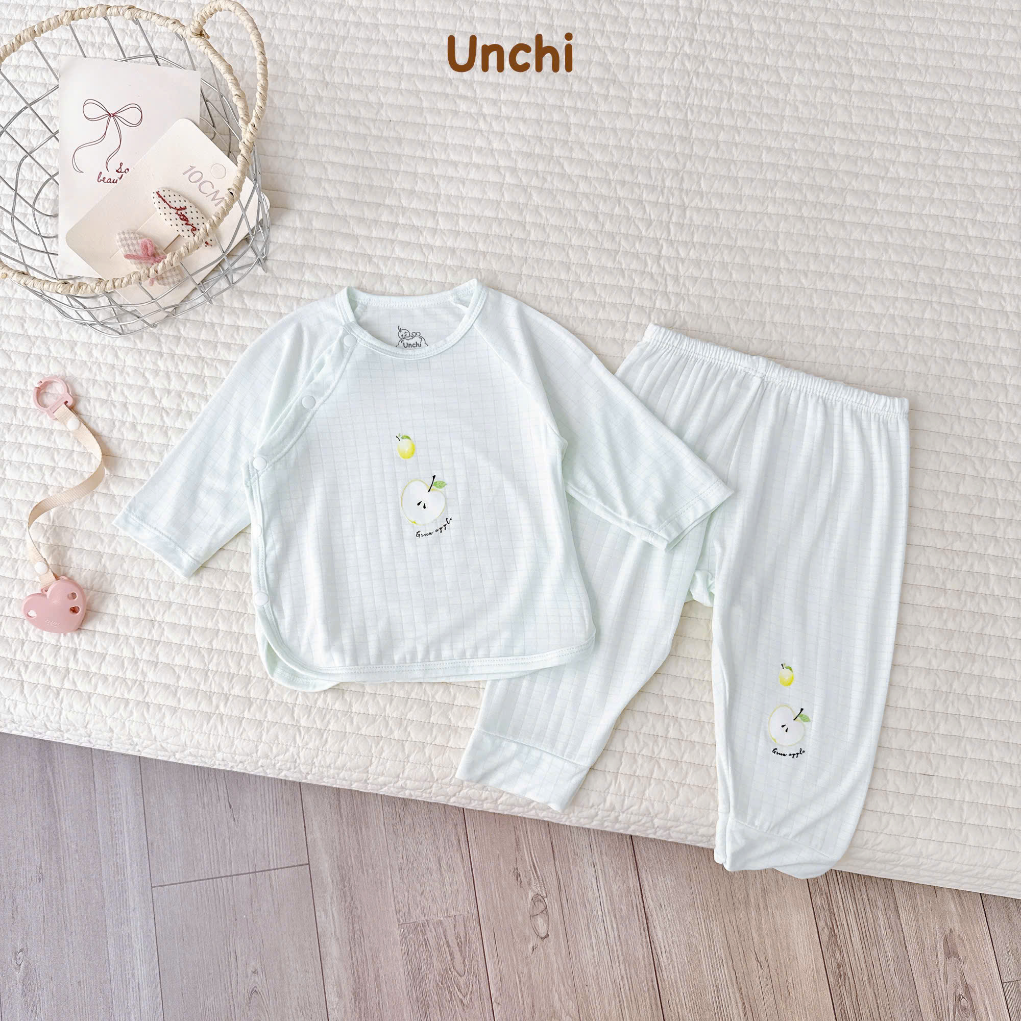( UD23 ) Bộ dài tay Unchi Chất liệu petit mềm mại, co giãn , thiết kế khuy bấm dày dặn. From quần đáp đũng to rộng cho bé mặc bỉm thoải mái — ảnh 4