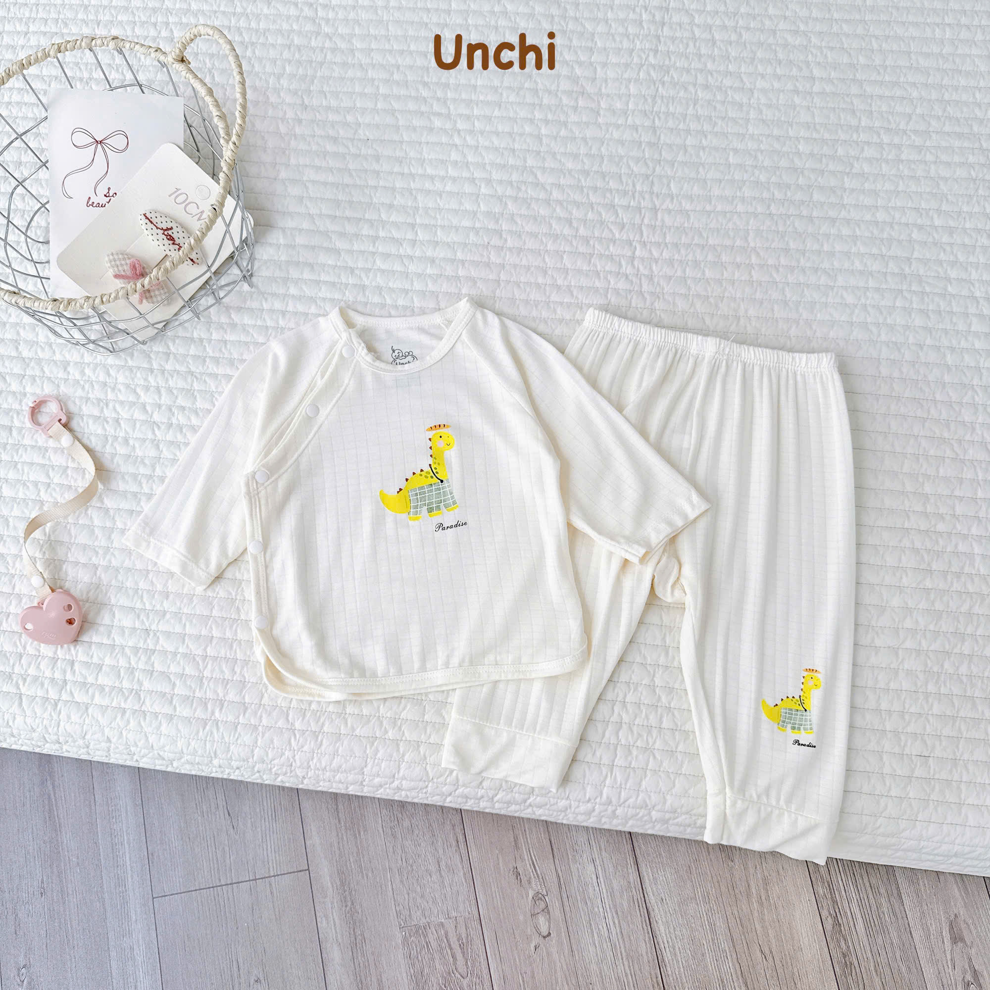 ( UD23 ) Bộ dài tay Unchi Chất liệu petit mềm mại, co giãn , thiết kế khuy bấm dày dặn. From quần đáp đũng to rộng cho bé mặc bỉm thoải mái — ảnh 8
