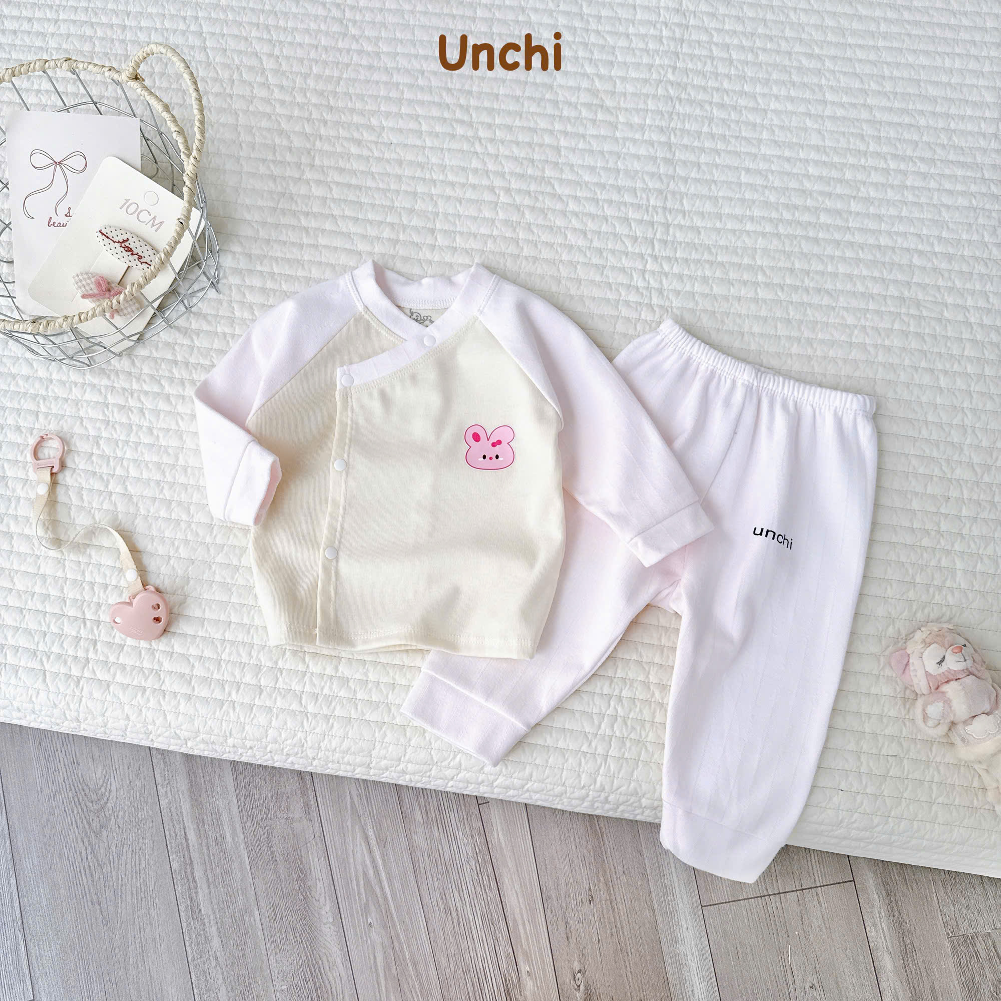 ( UD24 ) Bộ Quần Áo Nỉ Dài Tay Unchi Màu Dễ Thương Cho Bé 0-9kg Size 0-3kg & 3-9kg — ảnh 7
