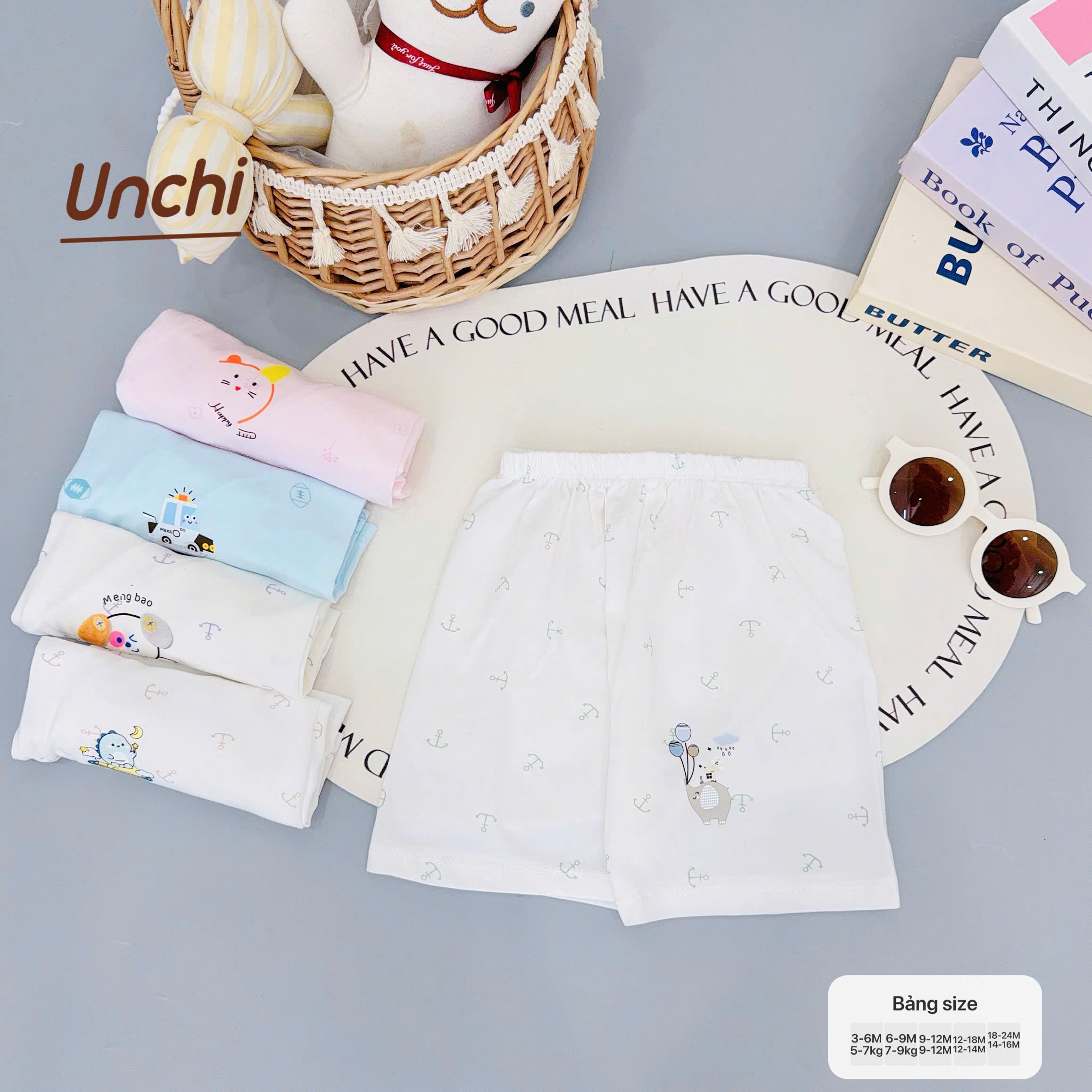 ( QLCU1 ) Combo 3 Quần Cộc Sơ Sinh Unchi Vải Pettit Mềm Mỏng Mát Cho Bé 3-9kg — ảnh 3