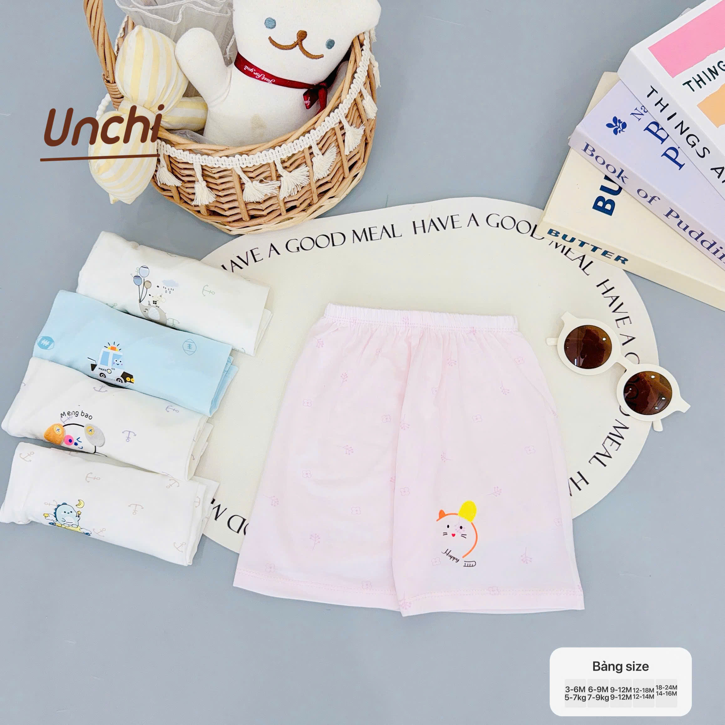 ( QLCU1 ) Combo 3 Quần Cộc Sơ Sinh Unchi Vải Pettit Mềm Mỏng Mát Cho Bé 3-9kg — ảnh 5