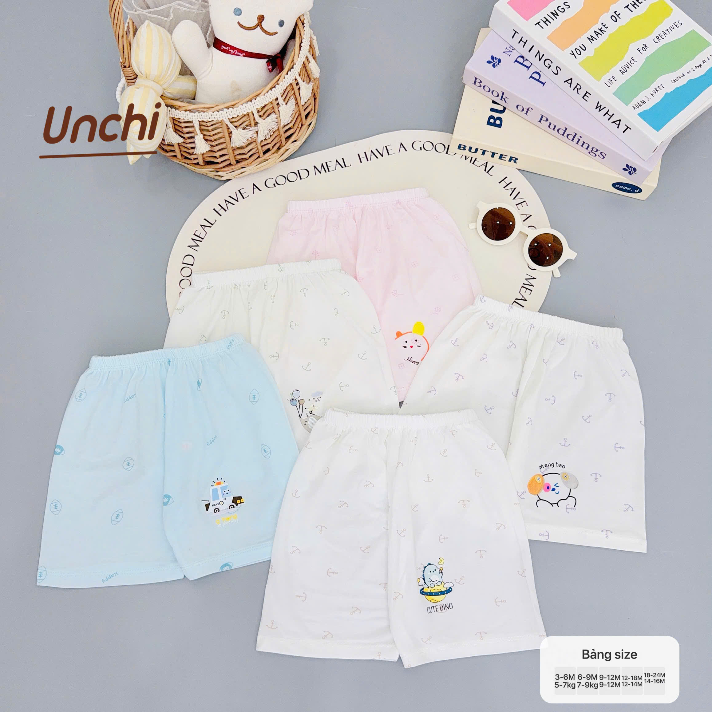 ( QLCU1 ) Combo 3 Quần Cộc Sơ Sinh Unchi Vải Pettit Mềm Mỏng Mát Cho Bé 3-9kg — ảnh 8
