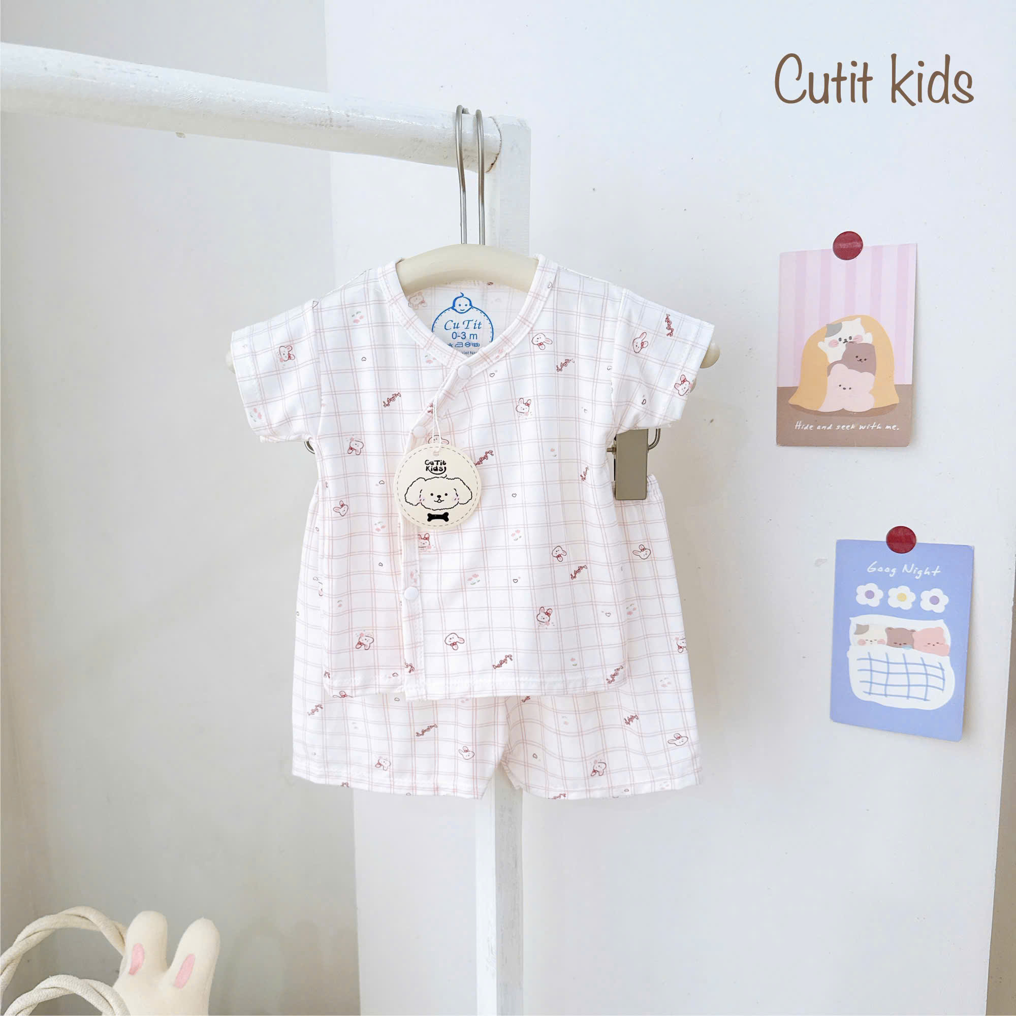( CT2 ) Bộ cộc tay sơ sinh kẻ caro, vải cotton mềm co giãn cho bé 0-9 tháng — ảnh 8