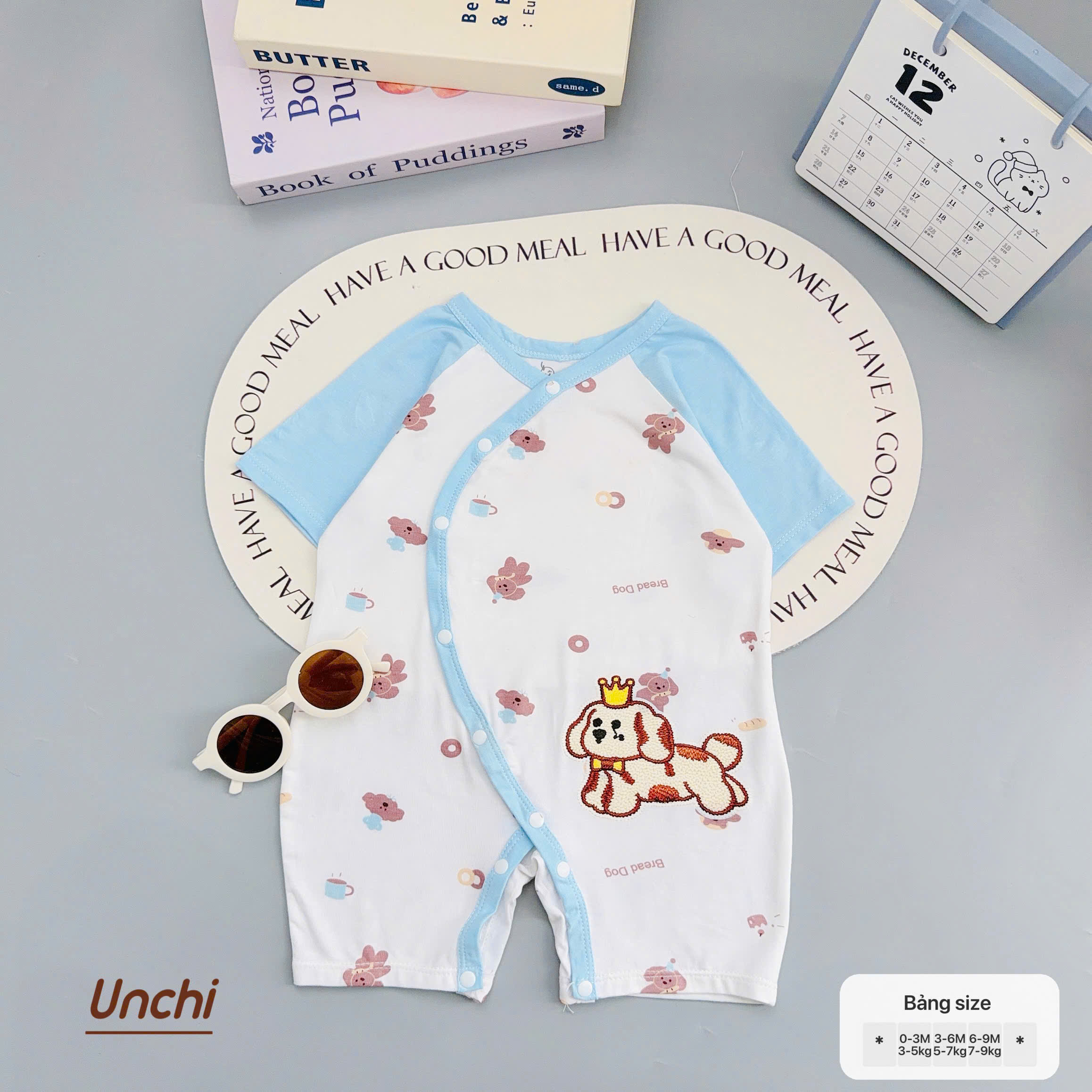 ( BDC1 ) Body sơ sinh cộc tay Unchi cài chéo, họa tiết hoạt hình cho bé 0-9 tháng — ảnh 8