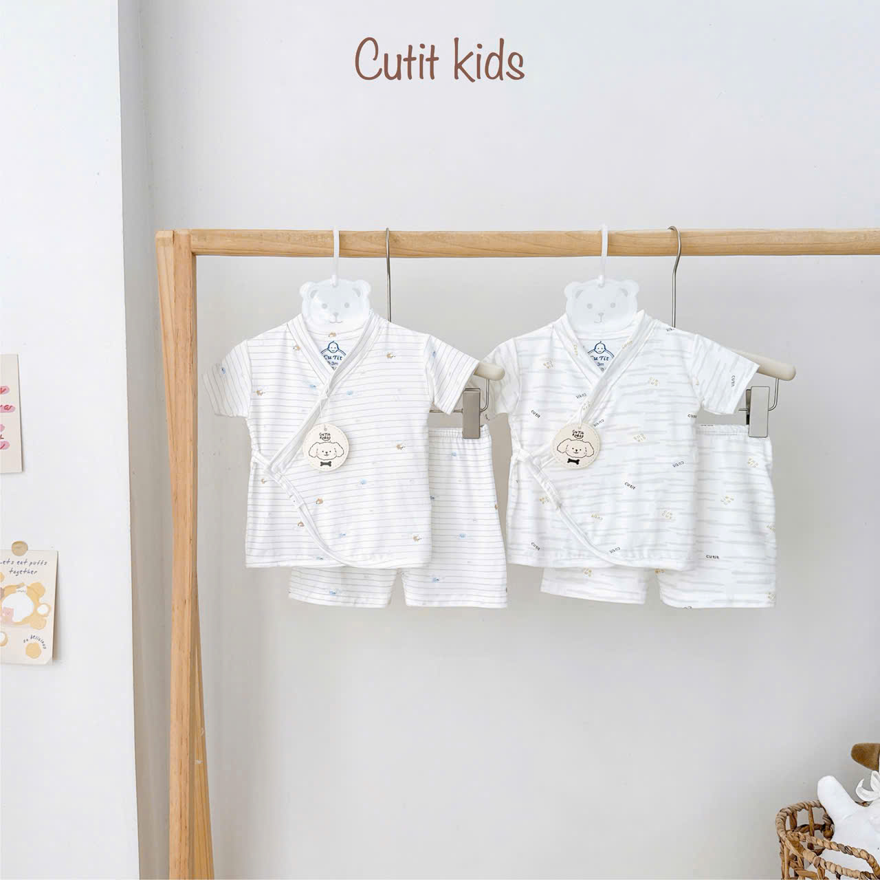 ( CT1 ) Bộ cộc tay Kimono 2 vạt sơ sinh, vải petit mềm mịn cho bé 0-9 tháng — ảnh 3