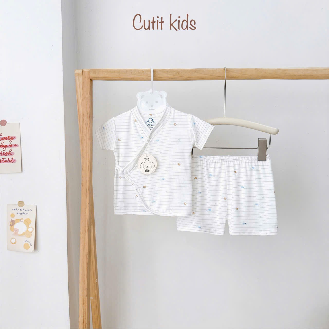 ( CT1 ) Bộ cộc tay Kimono 2 vạt sơ sinh, vải petit mềm mịn cho bé 0-9 tháng — ảnh 4