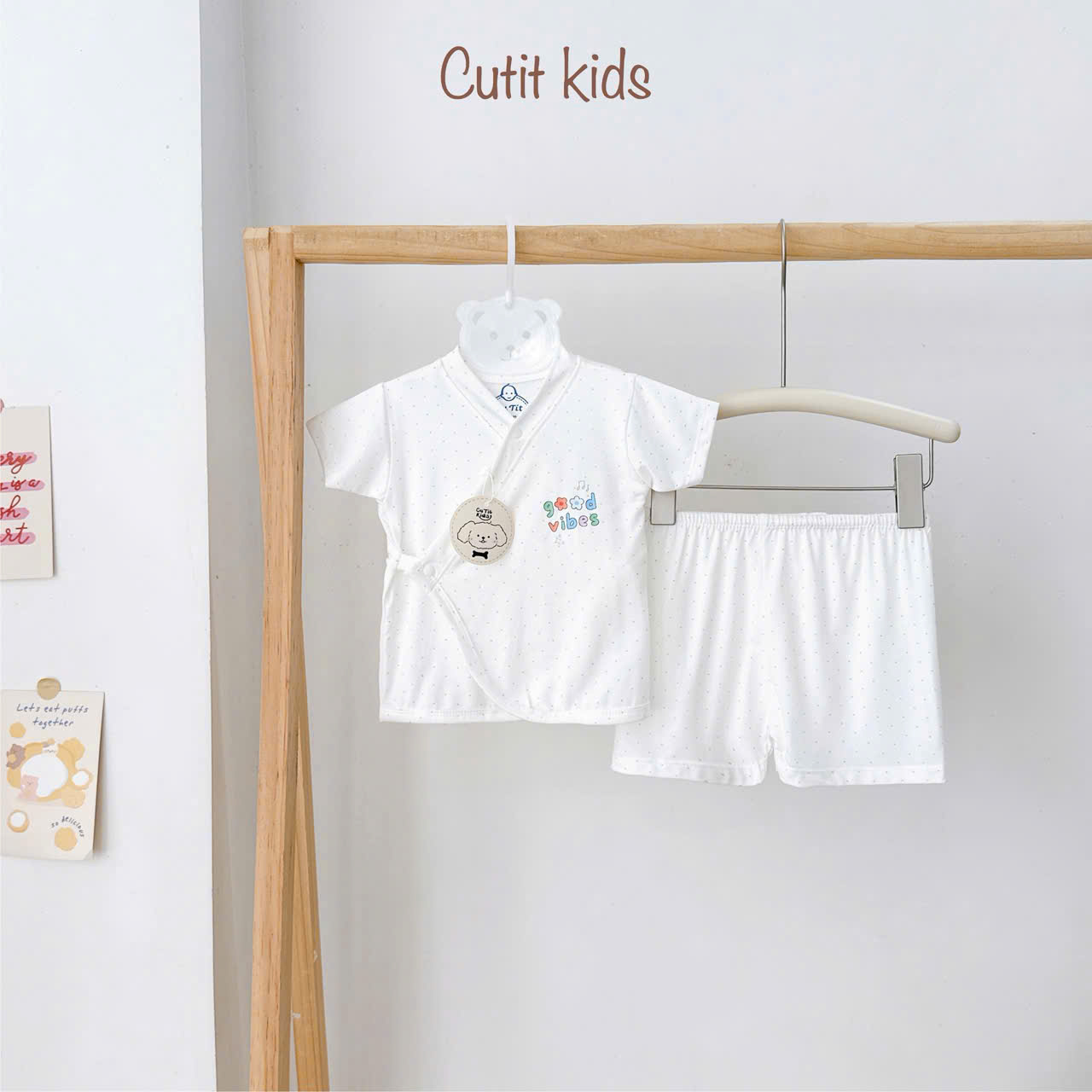 ( CT1 ) Bộ cộc tay Kimono 2 vạt sơ sinh, vải petit mềm mịn cho bé 0-9 tháng — ảnh 5