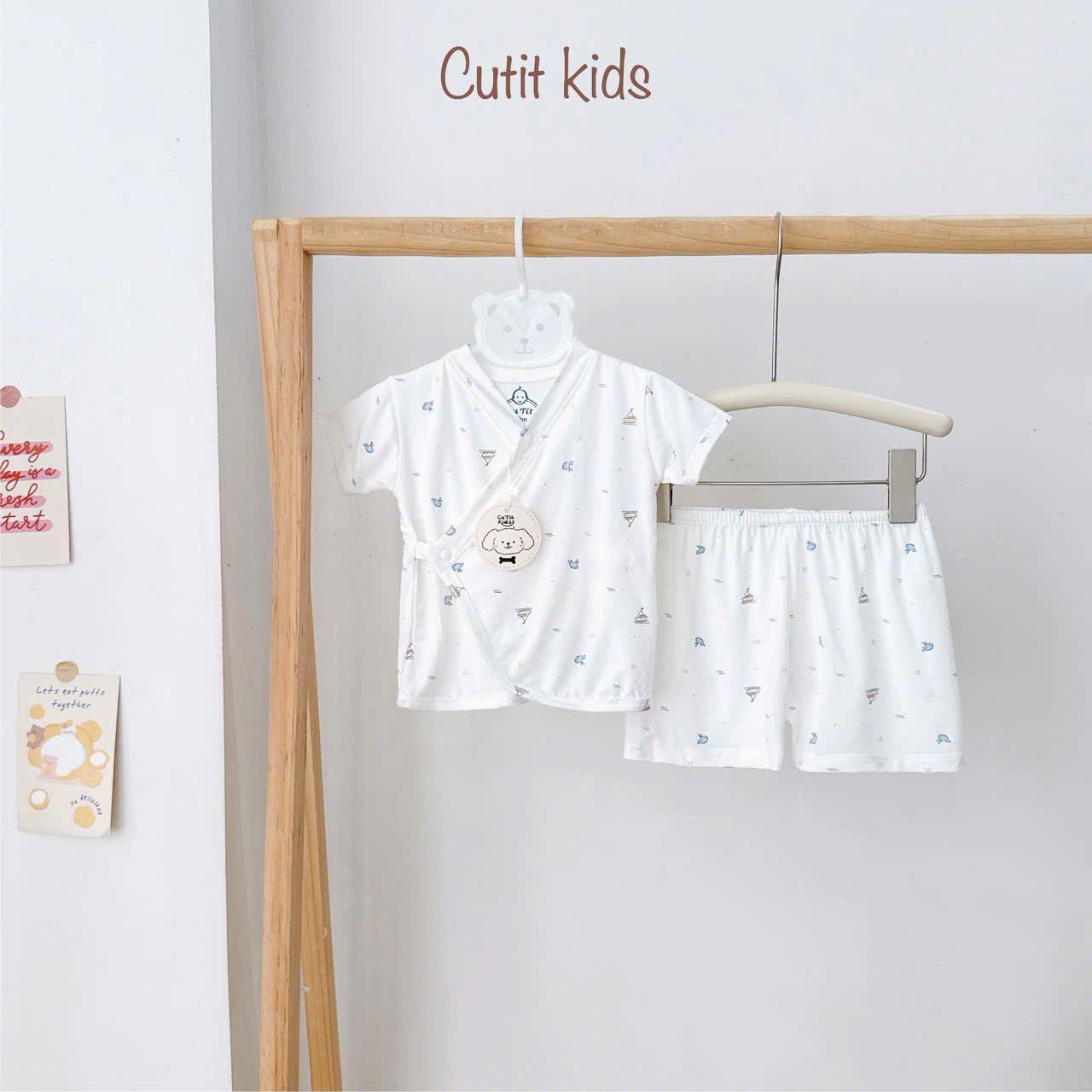 ( CT1 ) Bộ cộc tay Kimono 2 vạt sơ sinh, vải petit mềm mịn cho bé 0-9 tháng — ảnh 6