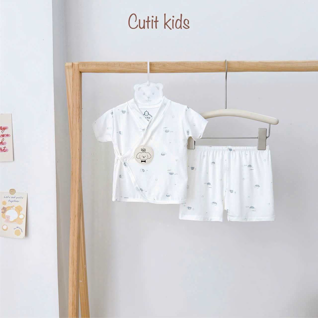 ( CT1 ) Bộ cộc tay Kimono 2 vạt sơ sinh, vải petit mềm mịn cho bé 0-9 tháng — ảnh 8