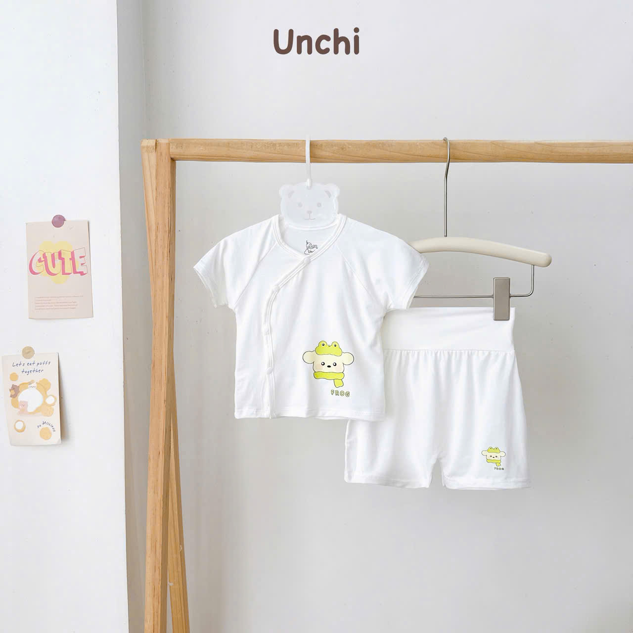 ( UC22 ) Bộ cộc tay sơ sinh Unchi cạp cao, vải petit mềm mịn cho bé 0-9 tháng — ảnh 4