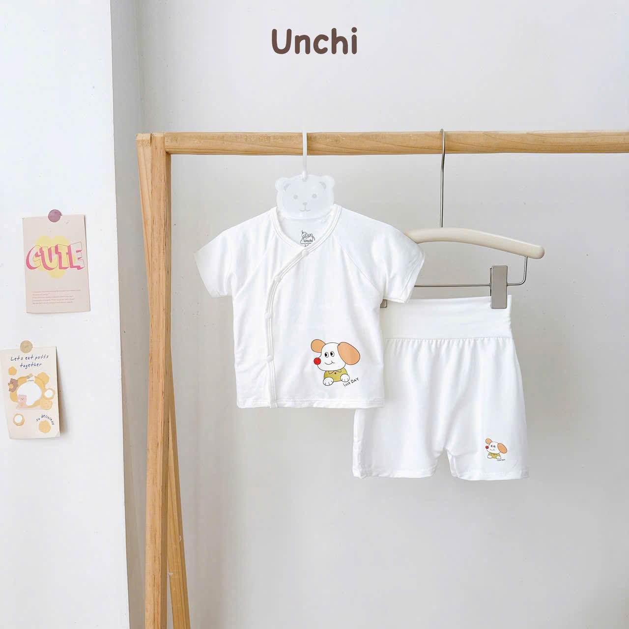 ( UC22 ) Bộ cộc tay sơ sinh Unchi cạp cao, vải petit mềm mịn cho bé 0-9 tháng — ảnh 5
