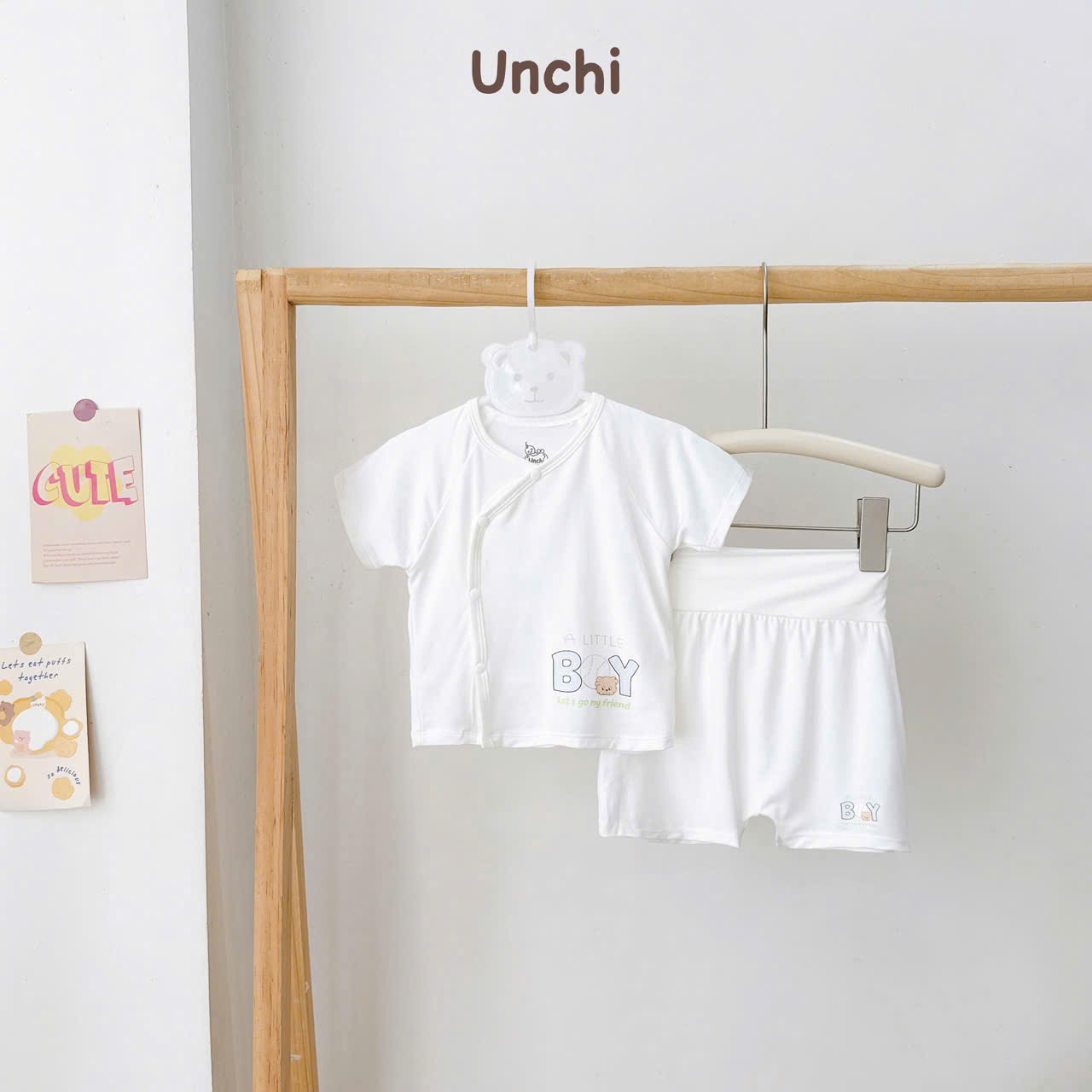 ( UC22 ) Bộ cộc tay sơ sinh Unchi cạp cao, vải petit mềm mịn cho bé 0-9 tháng — ảnh 6