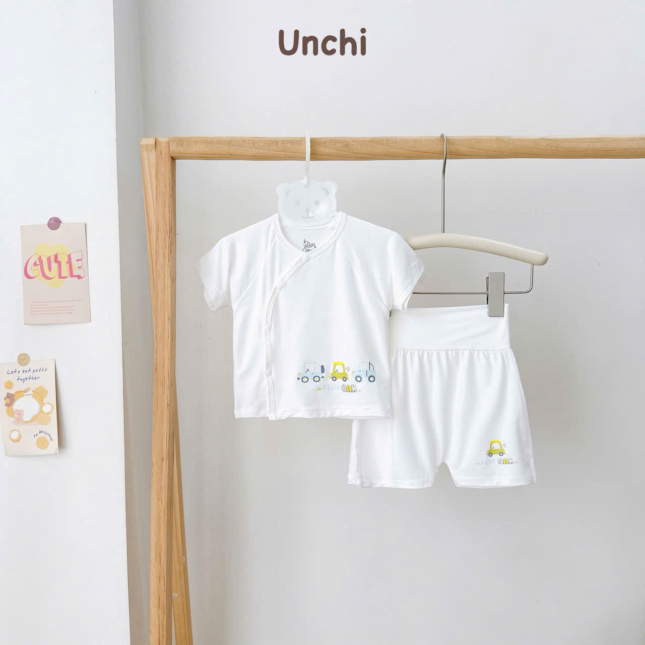 ( UC22 ) Bộ cộc tay sơ sinh Unchi cạp cao, vải petit mềm mịn cho bé 0-9 tháng — ảnh 7