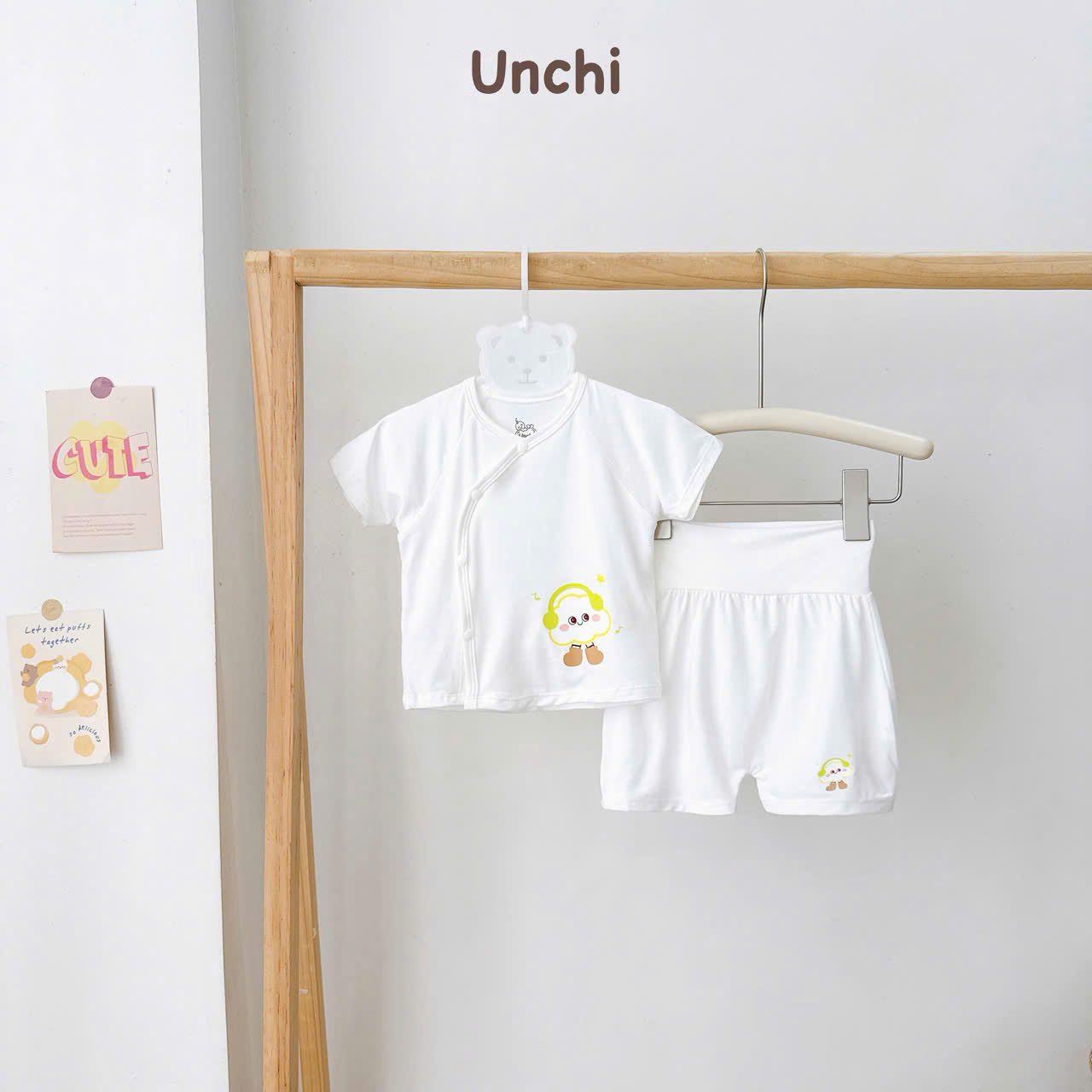 ( UC22 ) Bộ cộc tay sơ sinh Unchi cạp cao, vải petit mềm mịn cho bé 0-9 tháng — ảnh 8