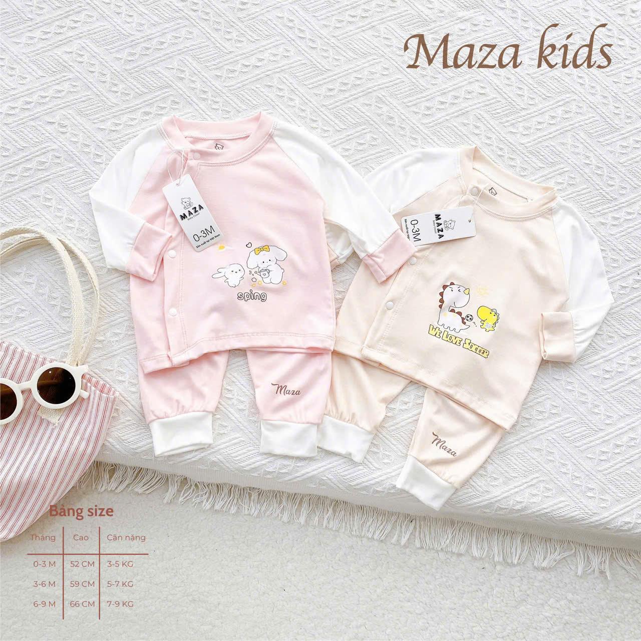 ( MD4 ) Bộ Quần Aó Dài Tay Cạp Cao MaZa Kids Mềm mại mịn nhẹ co giãn cho trẻ sơ sinh 0-9 tháng — ảnh 2
