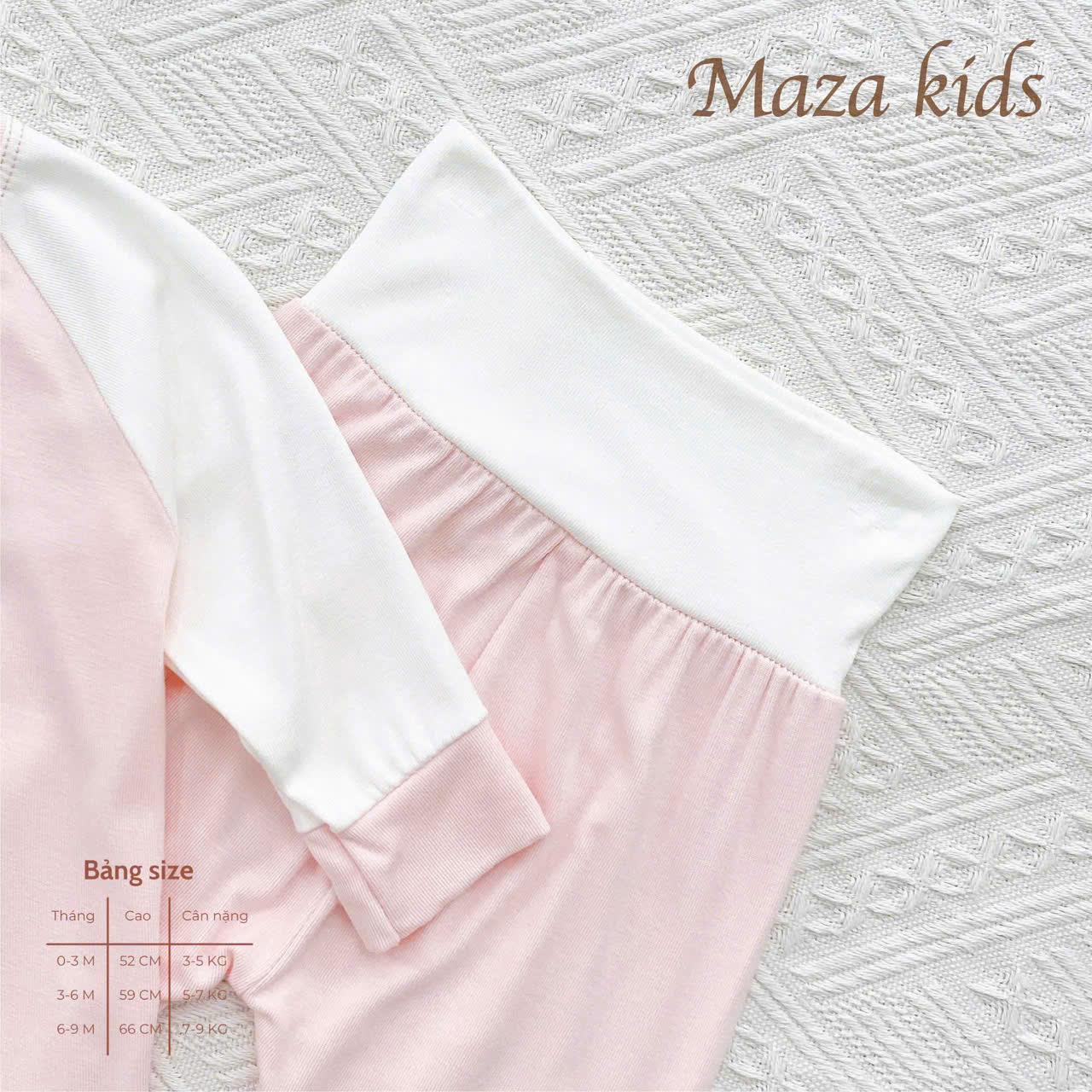 ( MD4 ) Bộ Quần Aó Dài Tay Cạp Cao MaZa Kids Mềm mại mịn nhẹ co giãn cho trẻ sơ sinh 0-9 tháng — ảnh 3