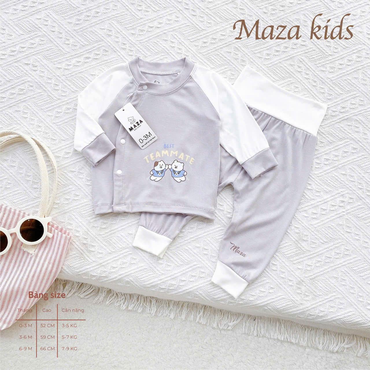( MD4 ) Bộ Quần Aó Dài Tay Cạp Cao MaZa Kids Mềm mại mịn nhẹ co giãn cho trẻ sơ sinh 0-9 tháng — ảnh 7