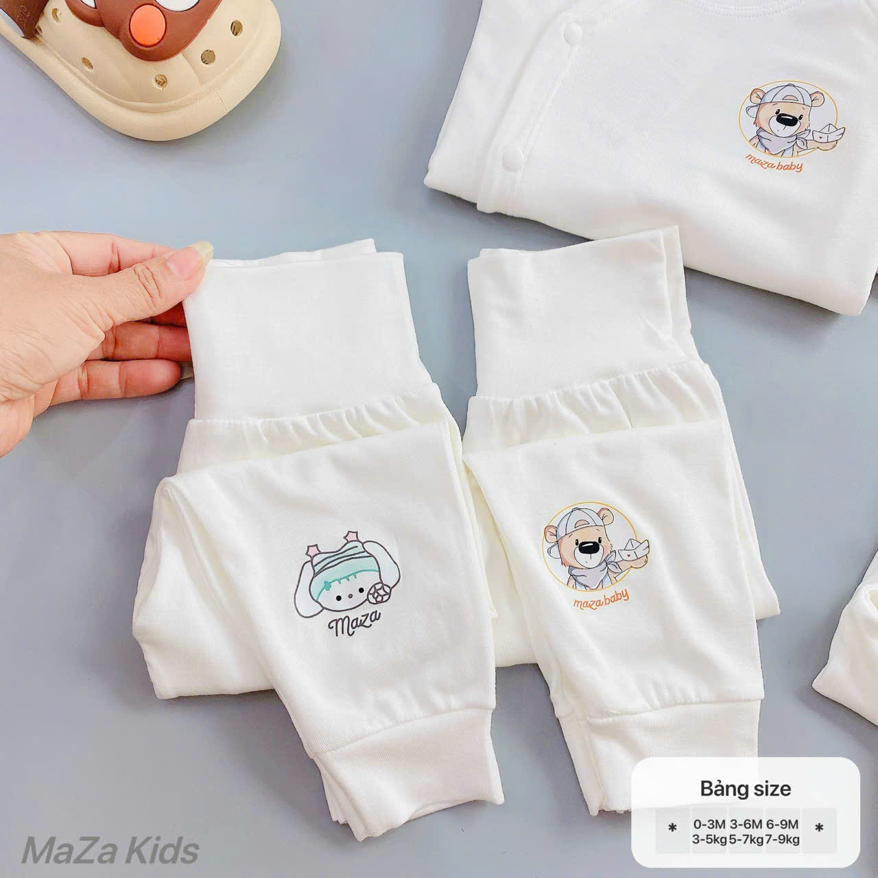 ( MD2 ) Bộ quần áo dài tay Thun lụa Mazza Cạp cao vải Tencel trắng trơn cho bé 0-9M — ảnh 2