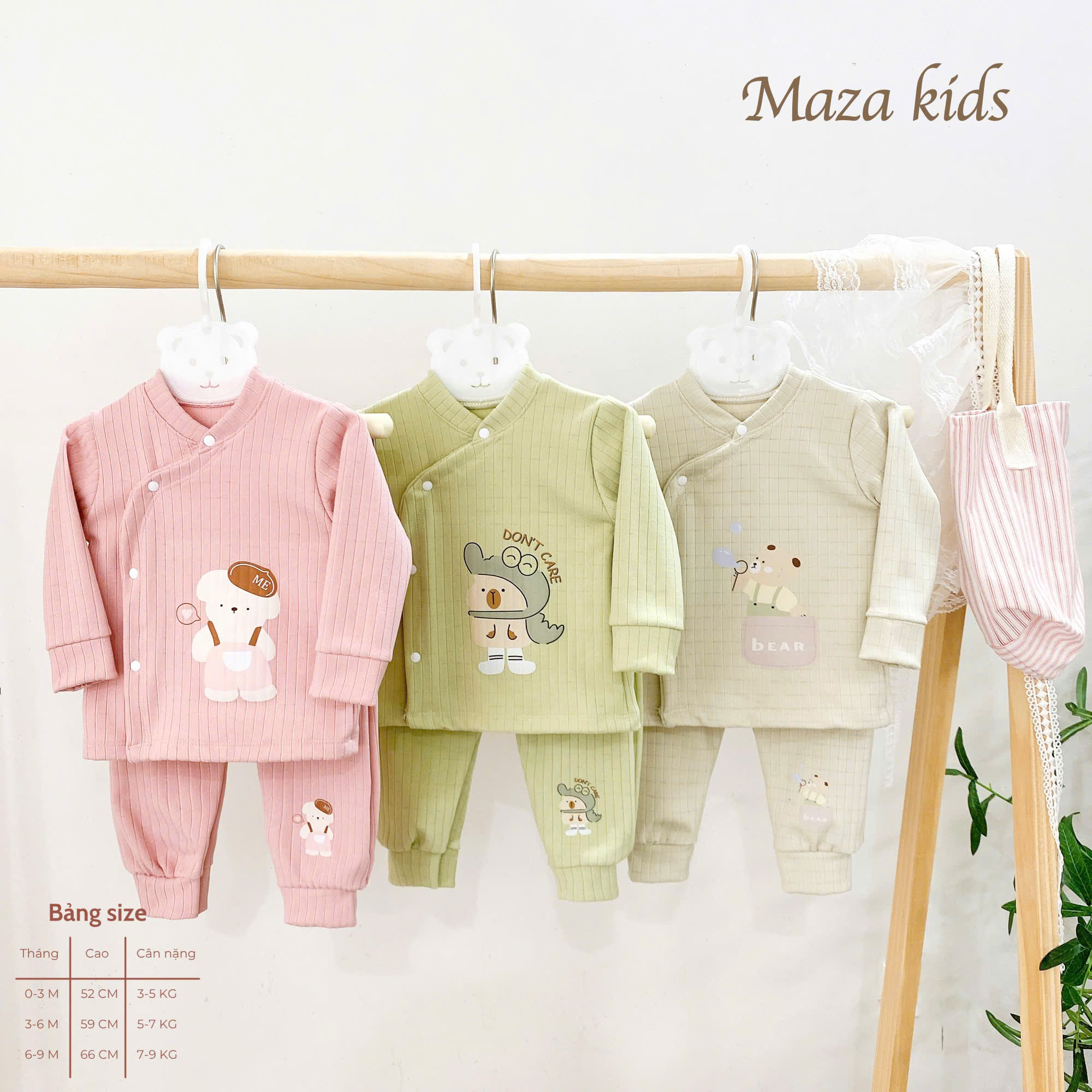( MD5 ) Bộ Dài Nỉ Tăm Maza kids Cho bé Sơ Sinh 0-9 Tháng dành cho bé 3-9kg