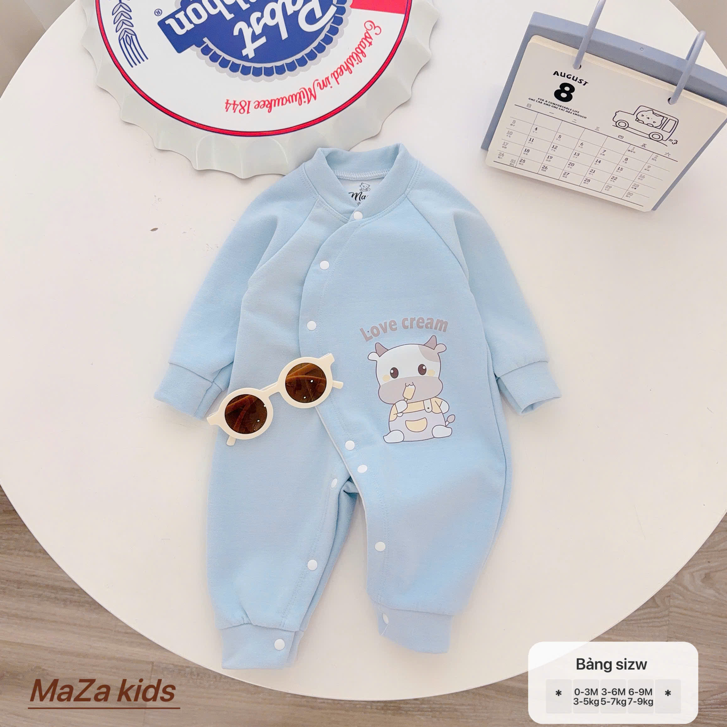 ( BM1 ) Body liền thân MAZA chất nỉ giữ nhiệt màu trơn co dãn mềm ấm cho bé 0-9 tháng — ảnh 5