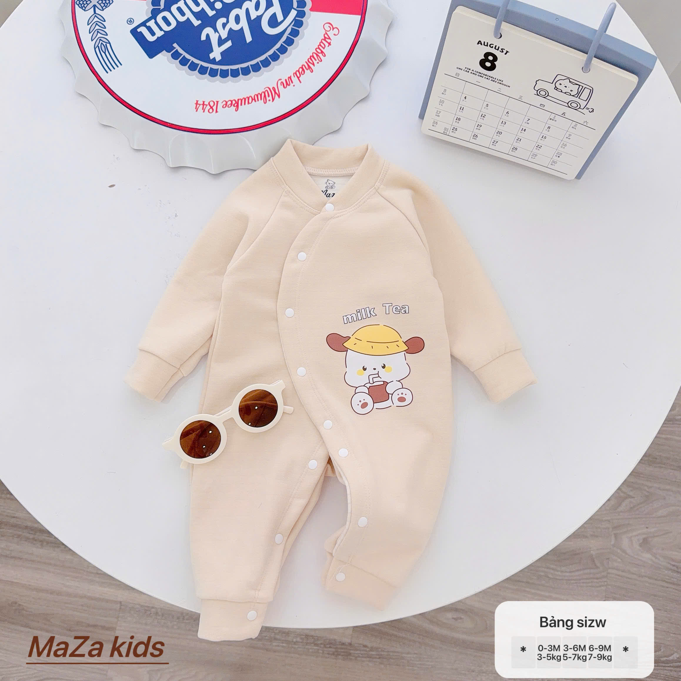 ( BM1 ) Body liền thân MAZA chất nỉ giữ nhiệt màu trơn co dãn mềm ấm cho bé 0-9 tháng — ảnh 7