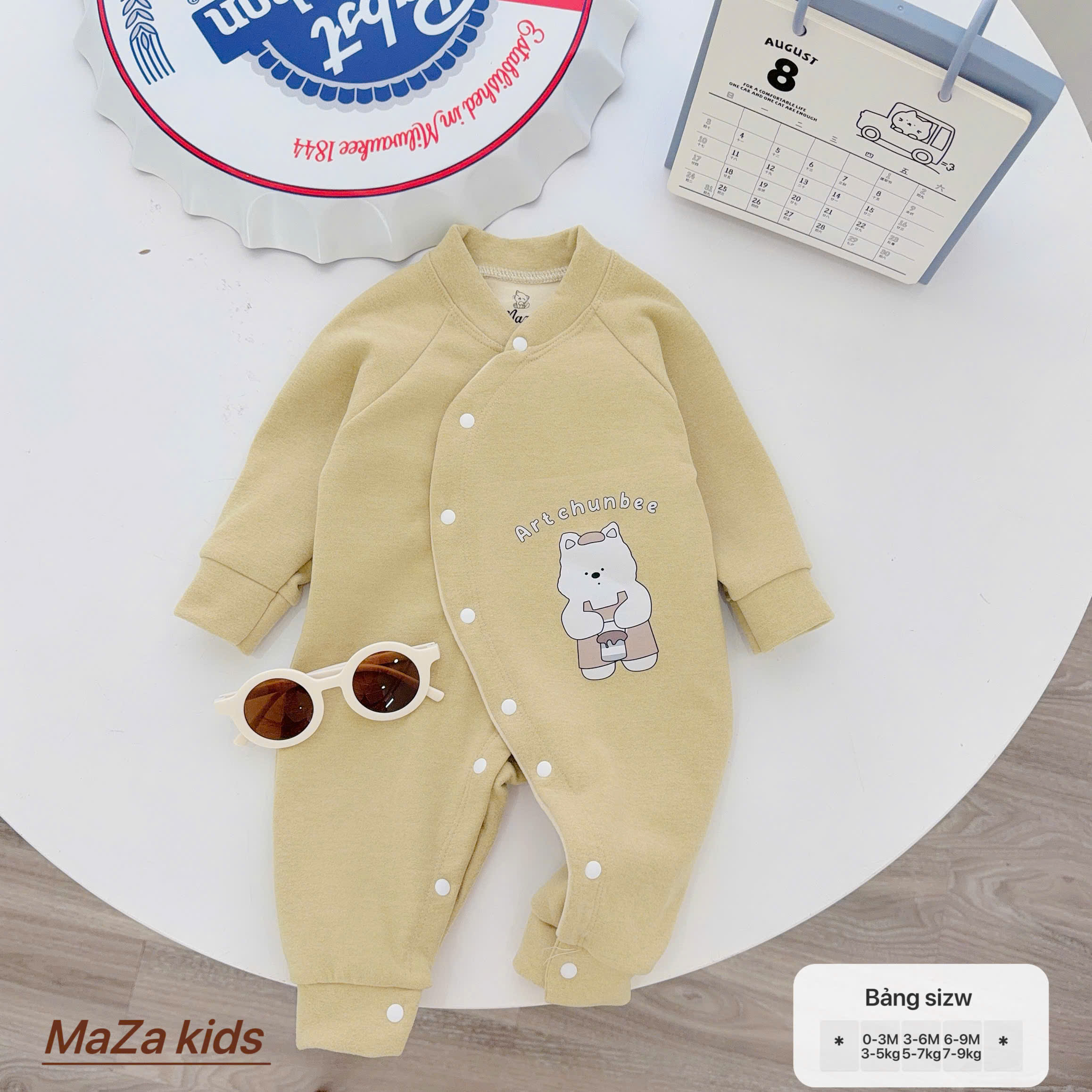 ( BM1 ) Body liền thân MAZA chất nỉ giữ nhiệt màu trơn co dãn mềm ấm cho bé 0-9 tháng — ảnh 8