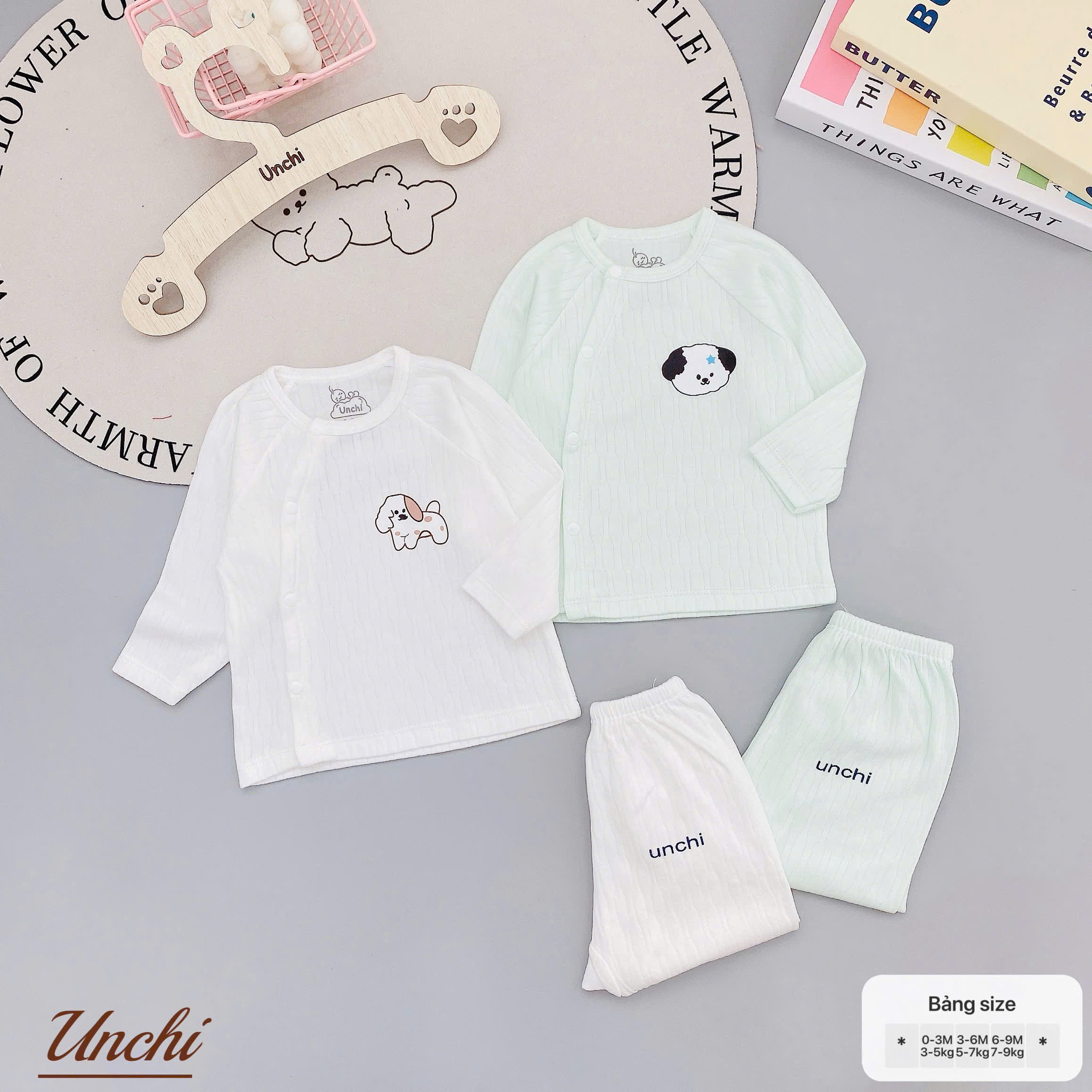 ( UD11 ) Bộ Quần Áo Unchi Chất Liệu Cottong Nỉ Thông Hơi cho bé Từ 0 -9 tháng 3-9kg Thiết Kế Dễ Thương Size 0-3M 3-6M 6-9M — ảnh 3