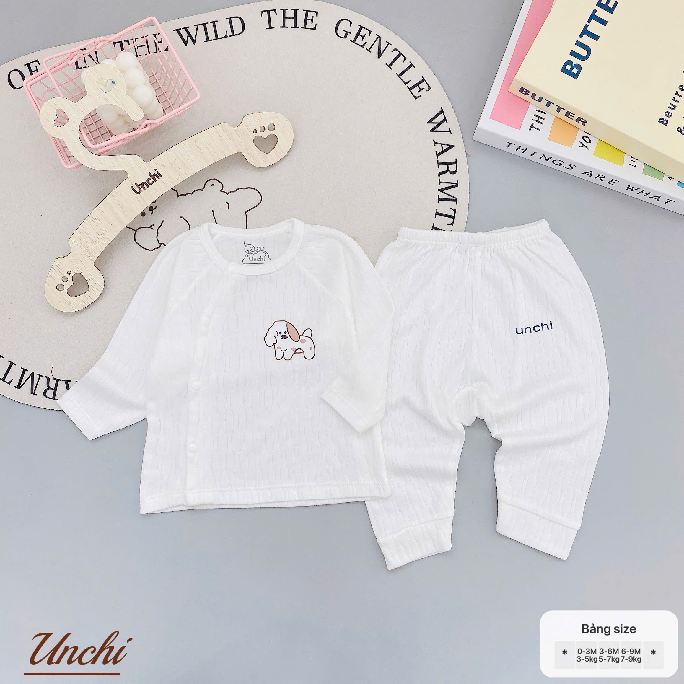 ( UD11 ) Bộ Quần Áo Unchi Chất Liệu Cottong Nỉ Thông Hơi cho bé Từ 0 -9 tháng 3-9kg Thiết Kế Dễ Thương Size 0-3M 3-6M 6-9M — ảnh 4