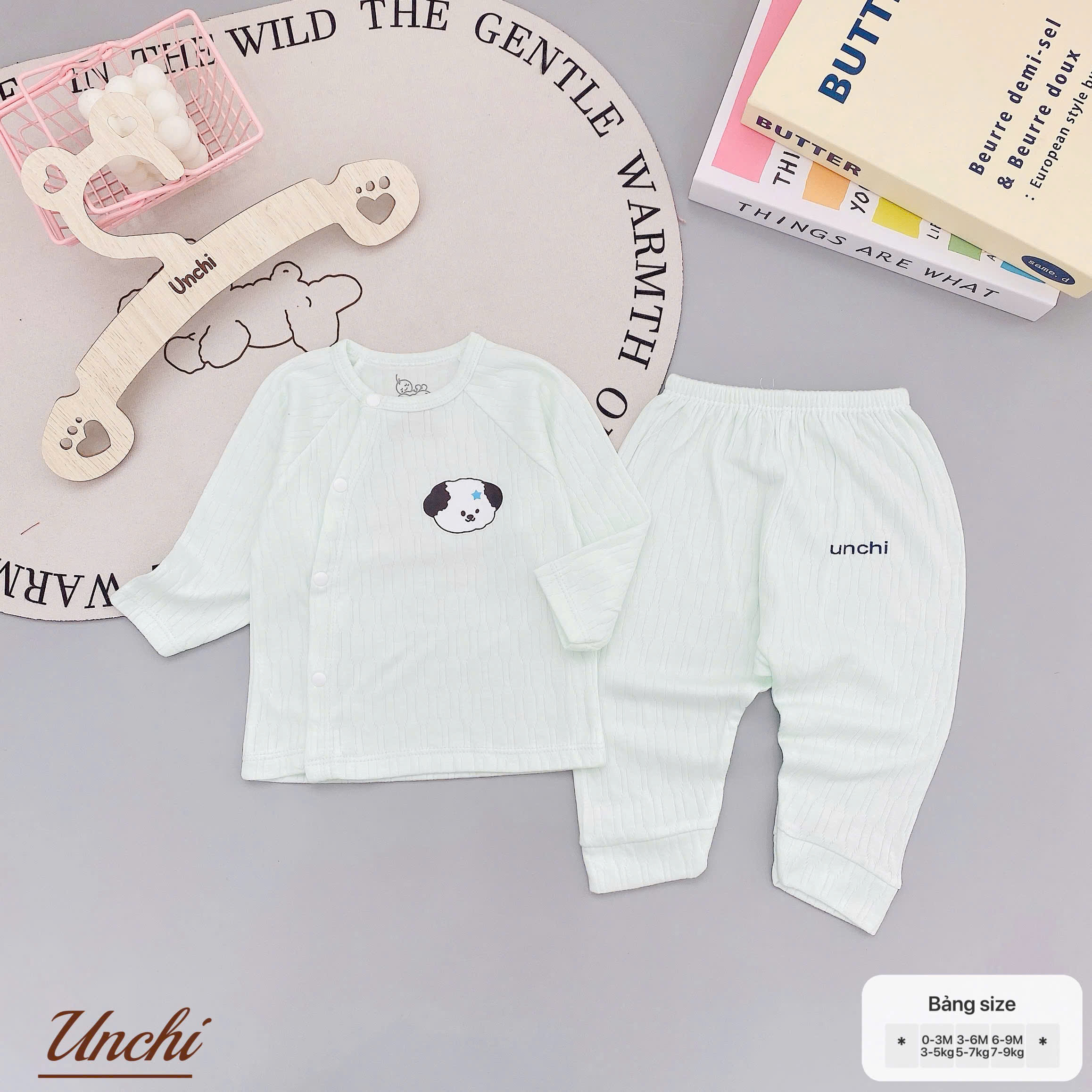 ( UD11 ) Bộ Quần Áo Unchi Chất Liệu Cottong Nỉ Thông Hơi cho bé Từ 0 -9 tháng 3-9kg Thiết Kế Dễ Thương Size 0-3M 3-6M 6-9M — ảnh 6