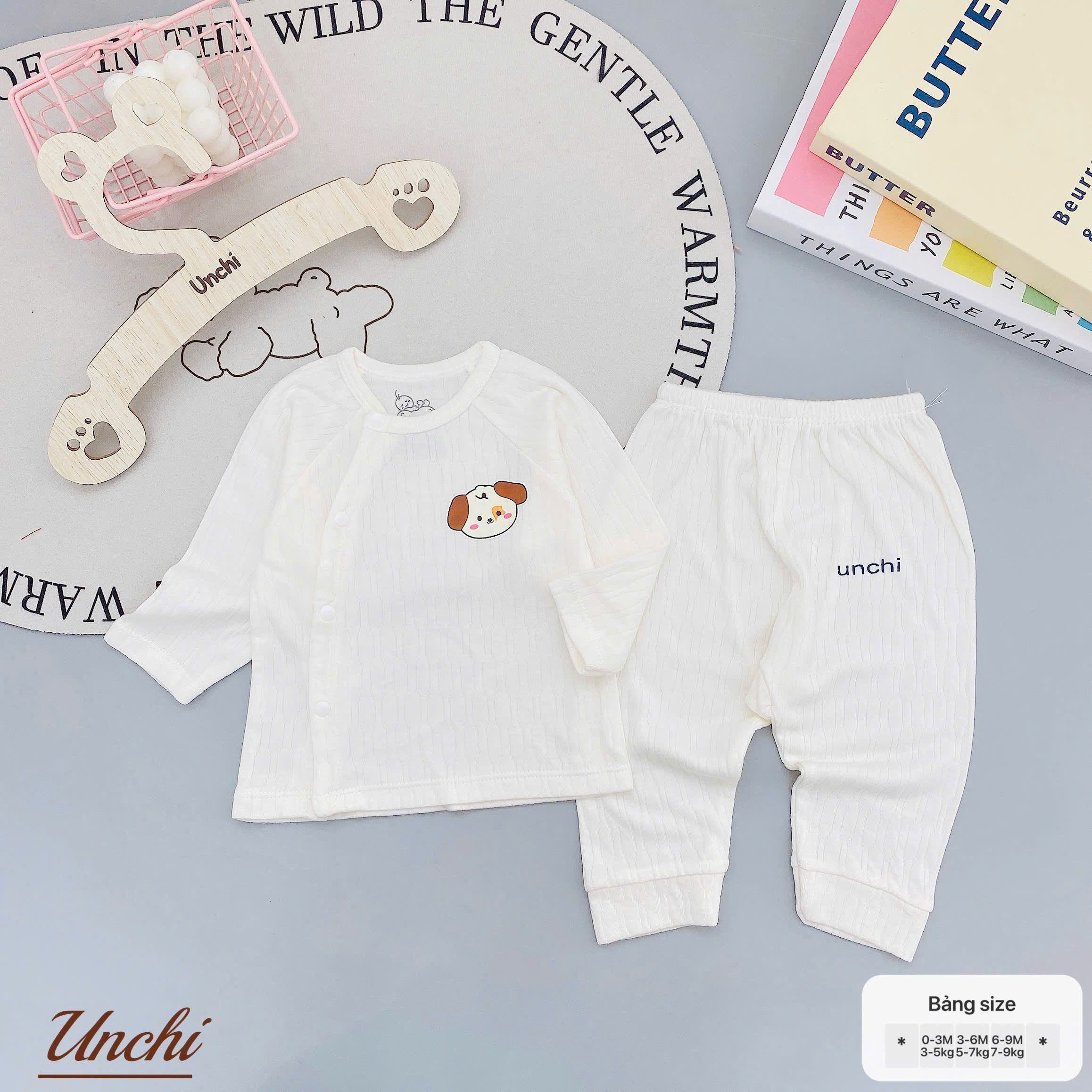 ( UD11 ) Bộ Quần Áo Unchi Chất Liệu Cottong Nỉ Thông Hơi cho bé Từ 0 -9 tháng 3-9kg Thiết Kế Dễ Thương Size 0-3M 3-6M 6-9M — ảnh 8