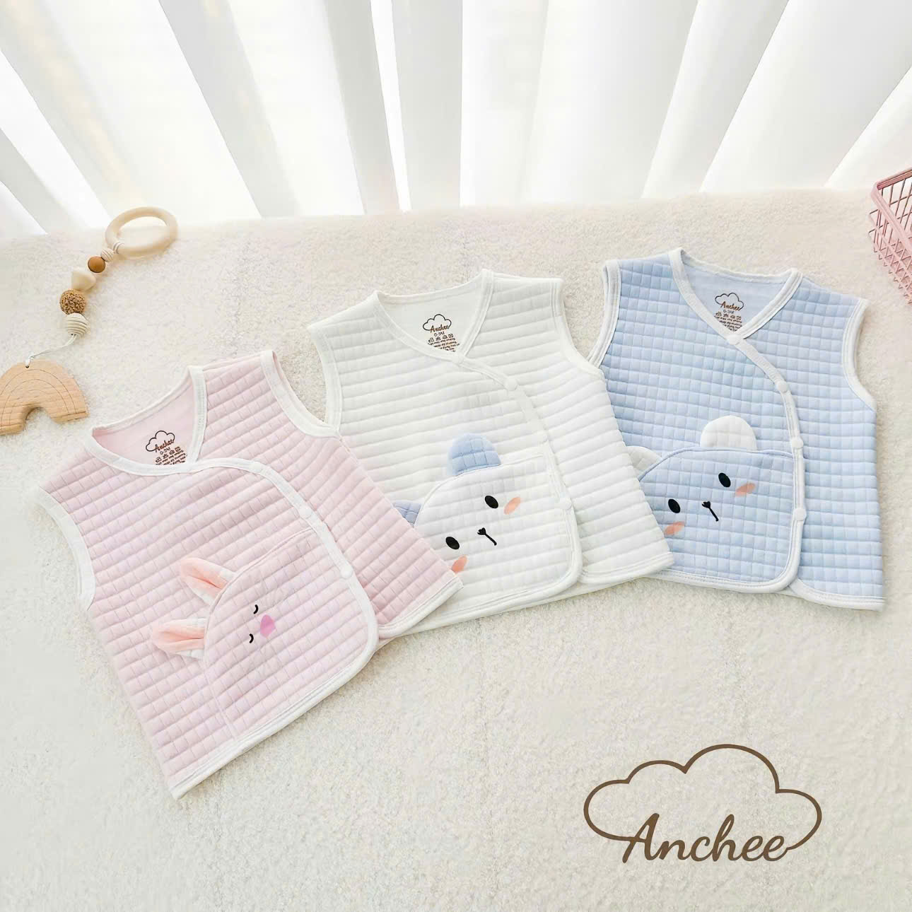 ( GA1 )Gile sơ sinh Phối Túi Anchee chất liệu vải Xốp Trần Bông mềm nhẹ, dày vừa cho bé 0-9 tháng — ảnh 2