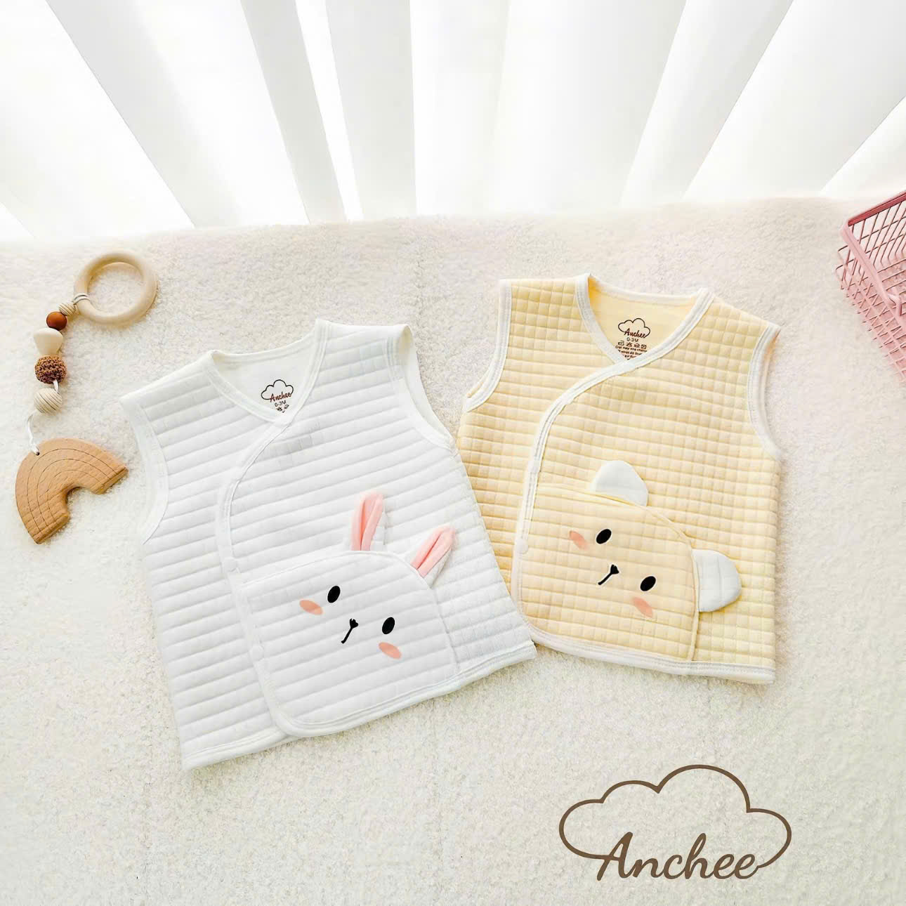 ( GA1 )Gile sơ sinh Phối Túi Anchee chất liệu vải Xốp Trần Bông mềm nhẹ, dày vừa cho bé 0-9 tháng — ảnh 3