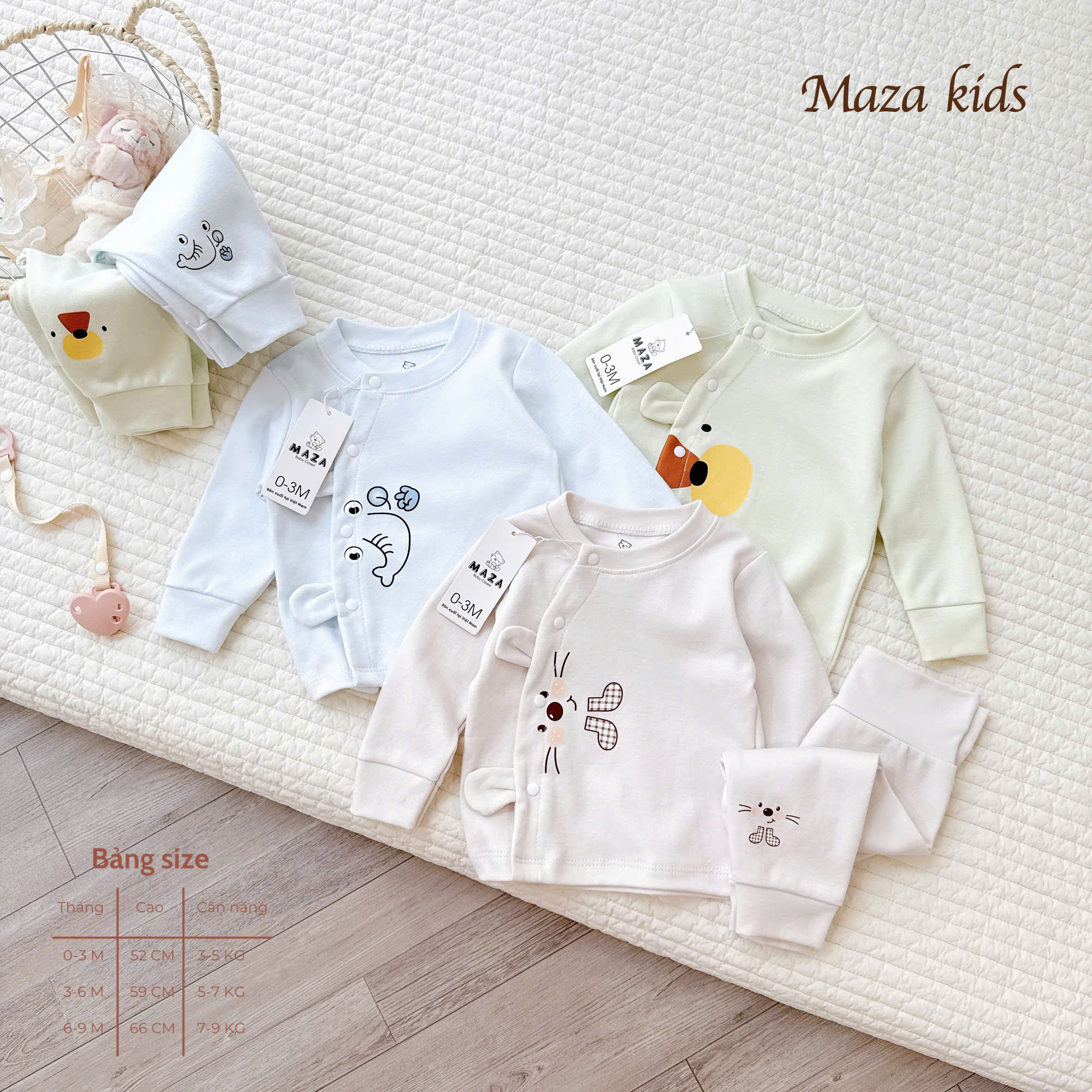 ( MD7 ) Bộ Dài Tay Chất Nỉ Cotong Maza Kids Cho Bé 0-9 Tháng — ảnh 2