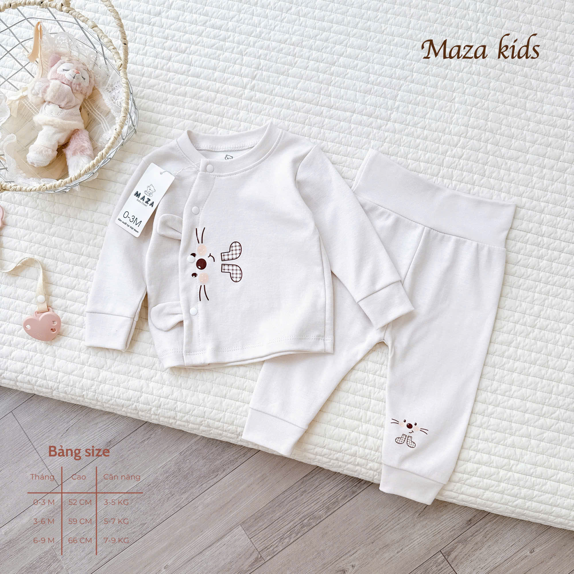 ( MD7 ) Bộ Dài Tay Chất Nỉ Cotong Maza Kids Cho Bé 0-9 Tháng — ảnh 3