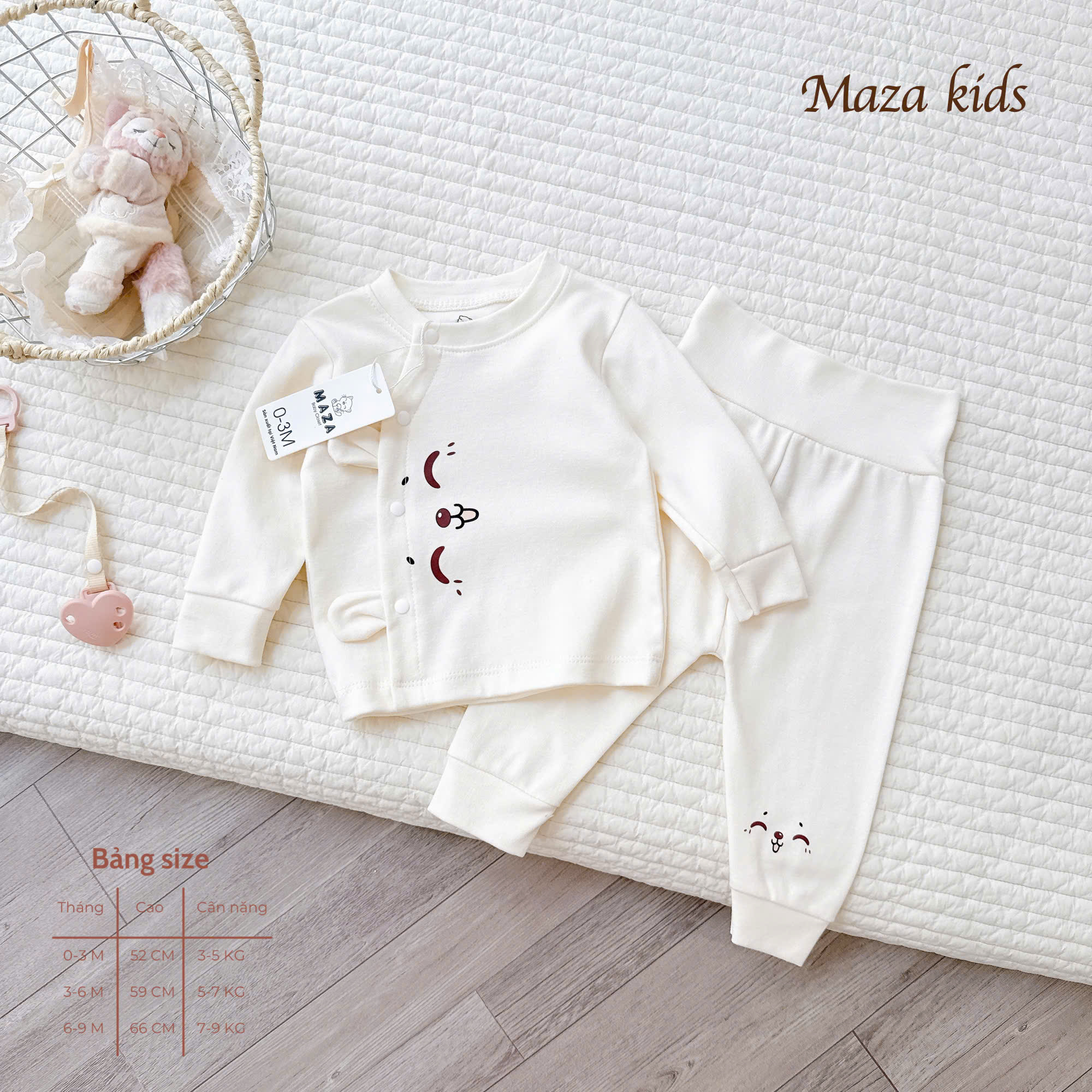 ( MD7 ) Bộ Dài Tay Chất Nỉ Cotong Maza Kids Cho Bé 0-9 Tháng — ảnh 4