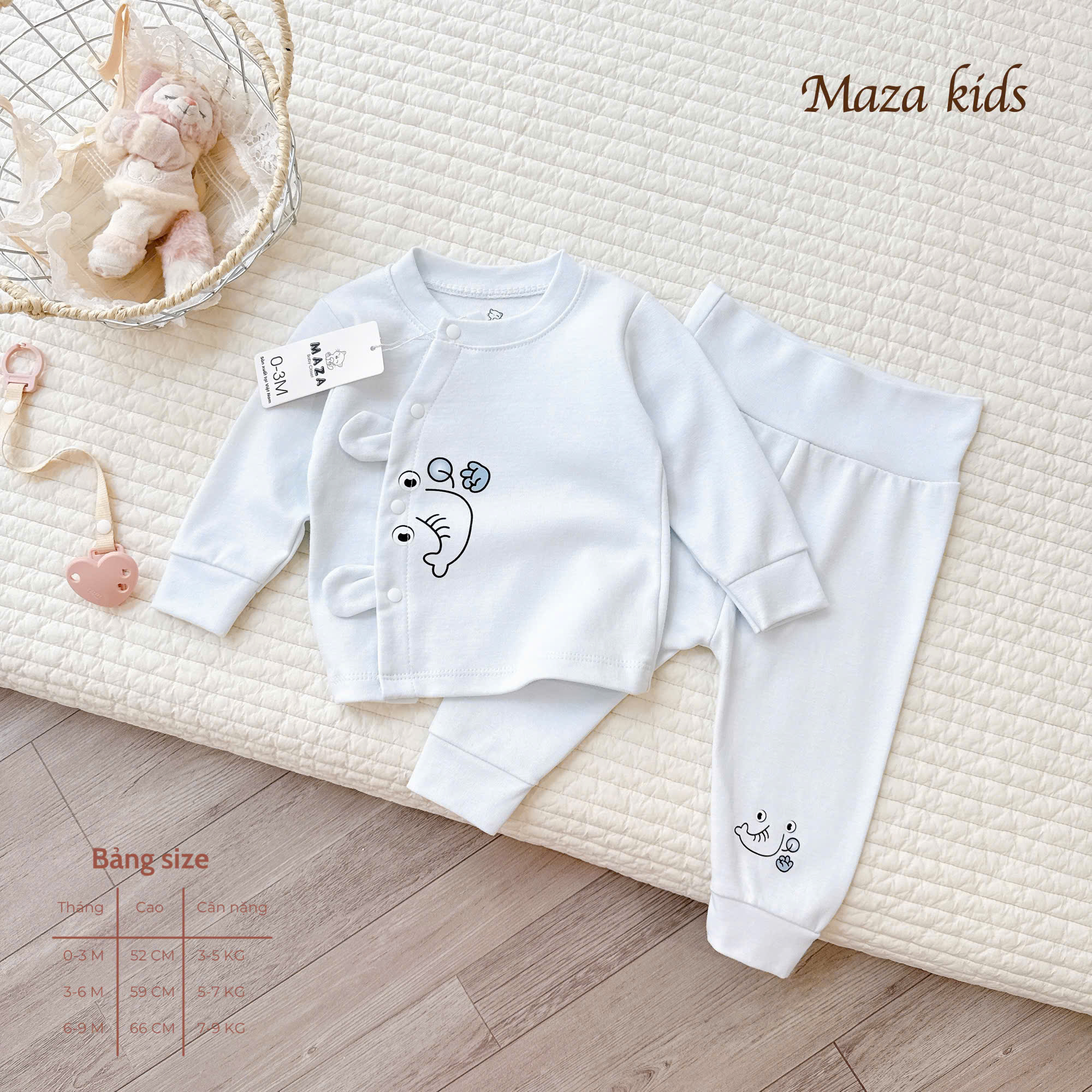 ( MD7 ) Bộ Dài Tay Chất Nỉ Cotong Maza Kids Cho Bé 0-9 Tháng — ảnh 5