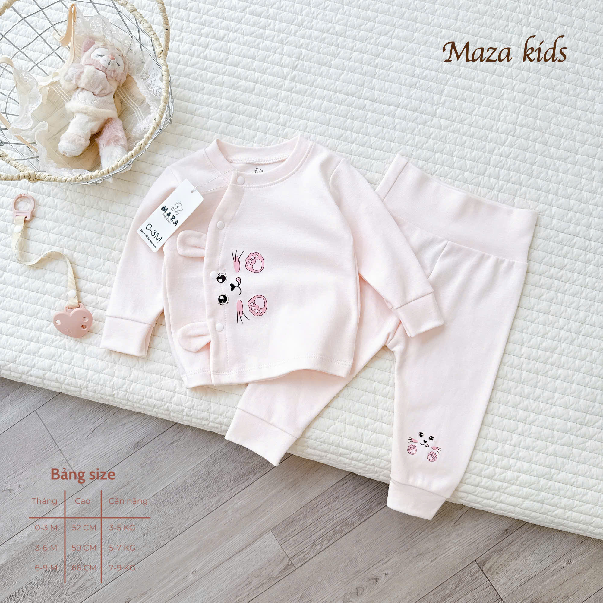 ( MD7 ) Bộ Dài Tay Chất Nỉ Cotong Maza Kids Cho Bé 0-9 Tháng — ảnh 7