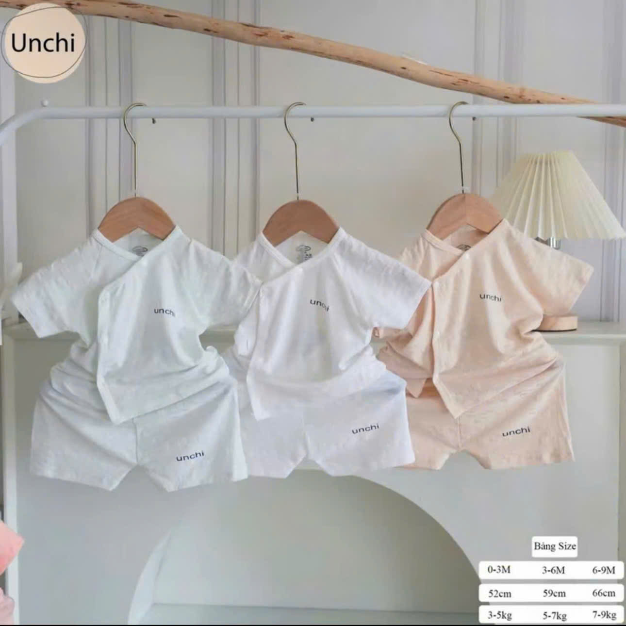 ( UC4 ) Bộ cộc tay sơ sinh Unchi vải petit bamboo vân nổi cho bé 0-9 tháng  — ảnh 2