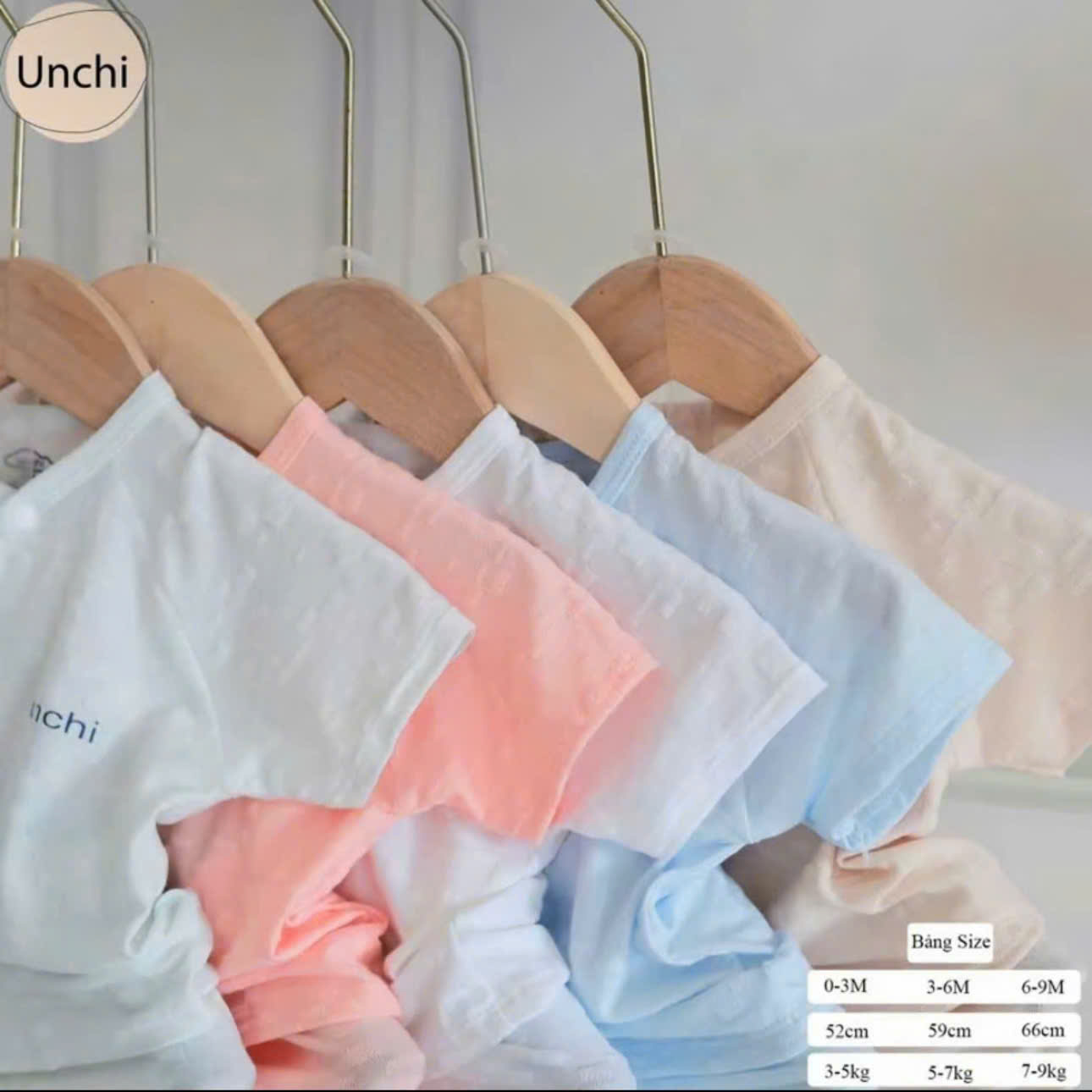 ( UC4 ) Bộ cộc tay sơ sinh Unchi vải petit bamboo vân nổi cho bé 0-9 tháng  — ảnh 3