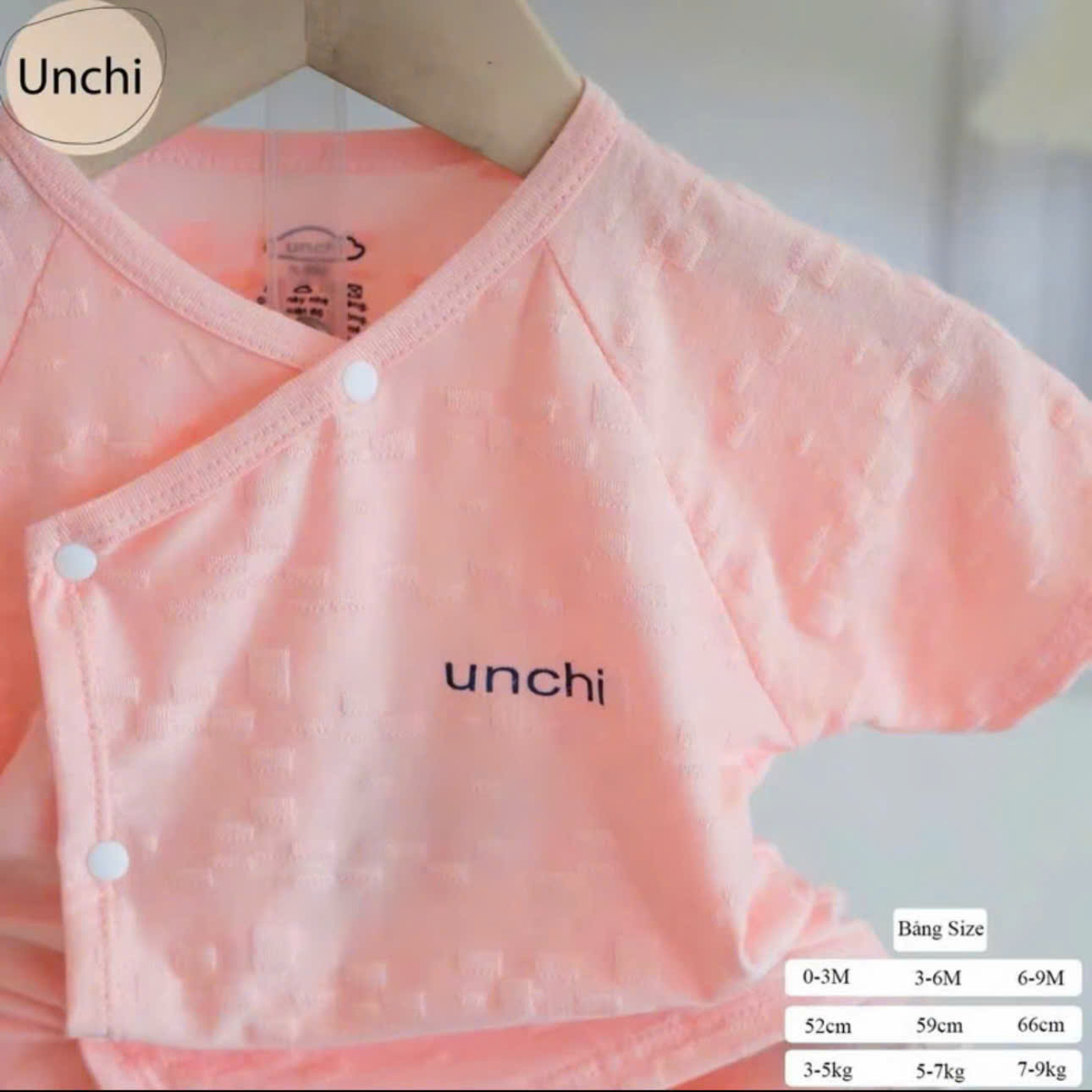 ( UC4 ) Bộ cộc tay sơ sinh Unchi vải petit bamboo vân nổi cho bé 0-9 tháng  — ảnh 4
