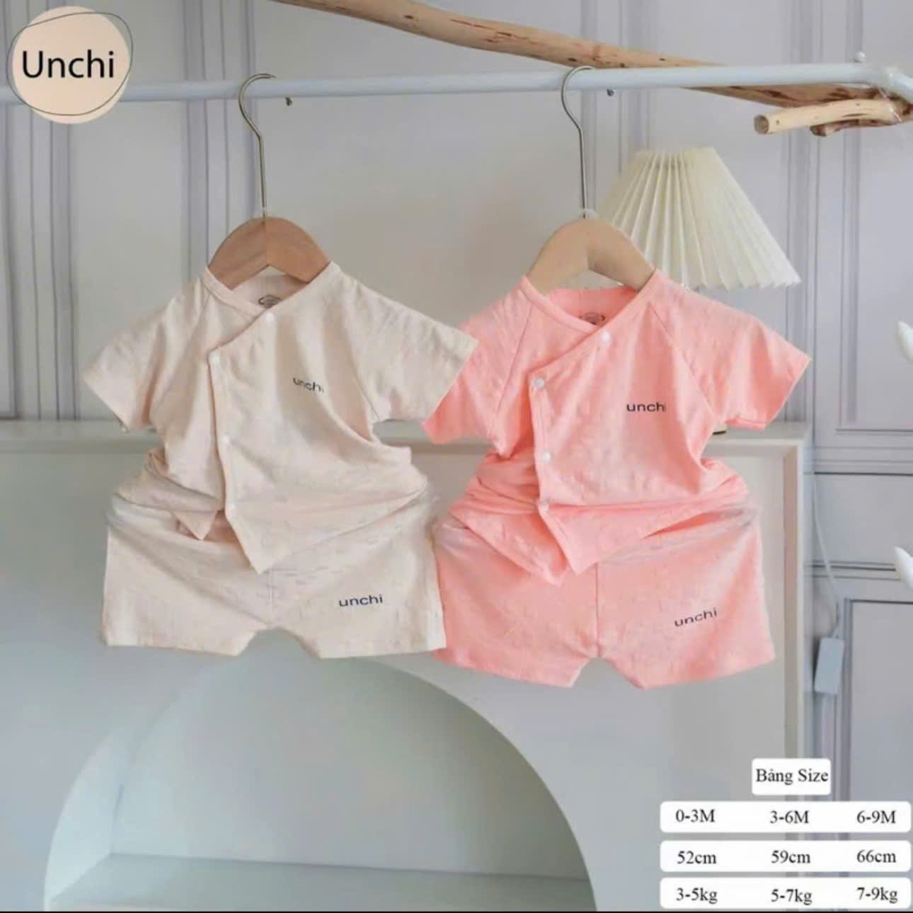 ( UC4 ) Bộ cộc tay sơ sinh Unchi vải petit bamboo vân nổi cho bé 0-9 tháng  — ảnh 5