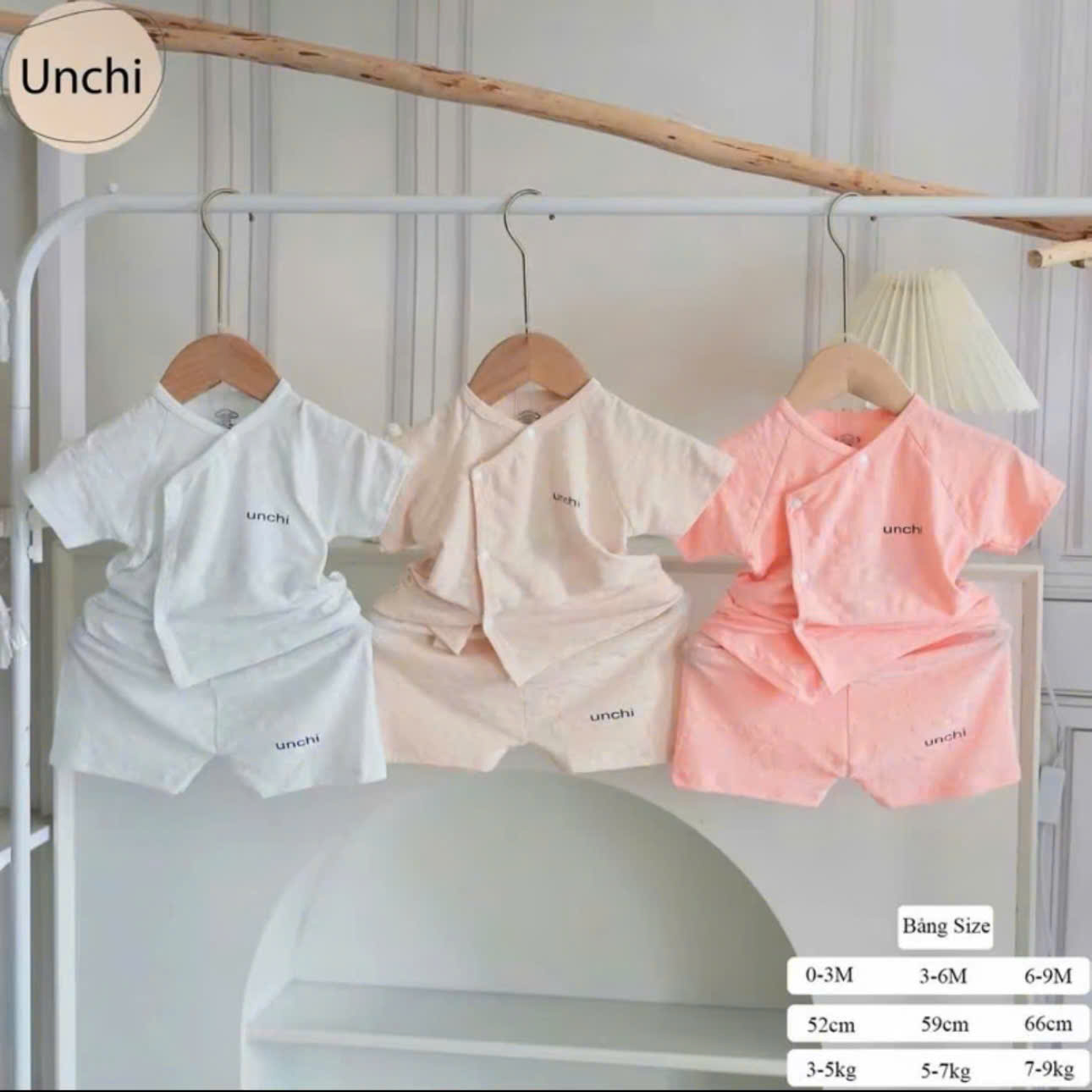 ( UC4 ) Bộ cộc tay sơ sinh Unchi vải petit bamboo vân nổi cho bé 0-9 tháng  — ảnh 6