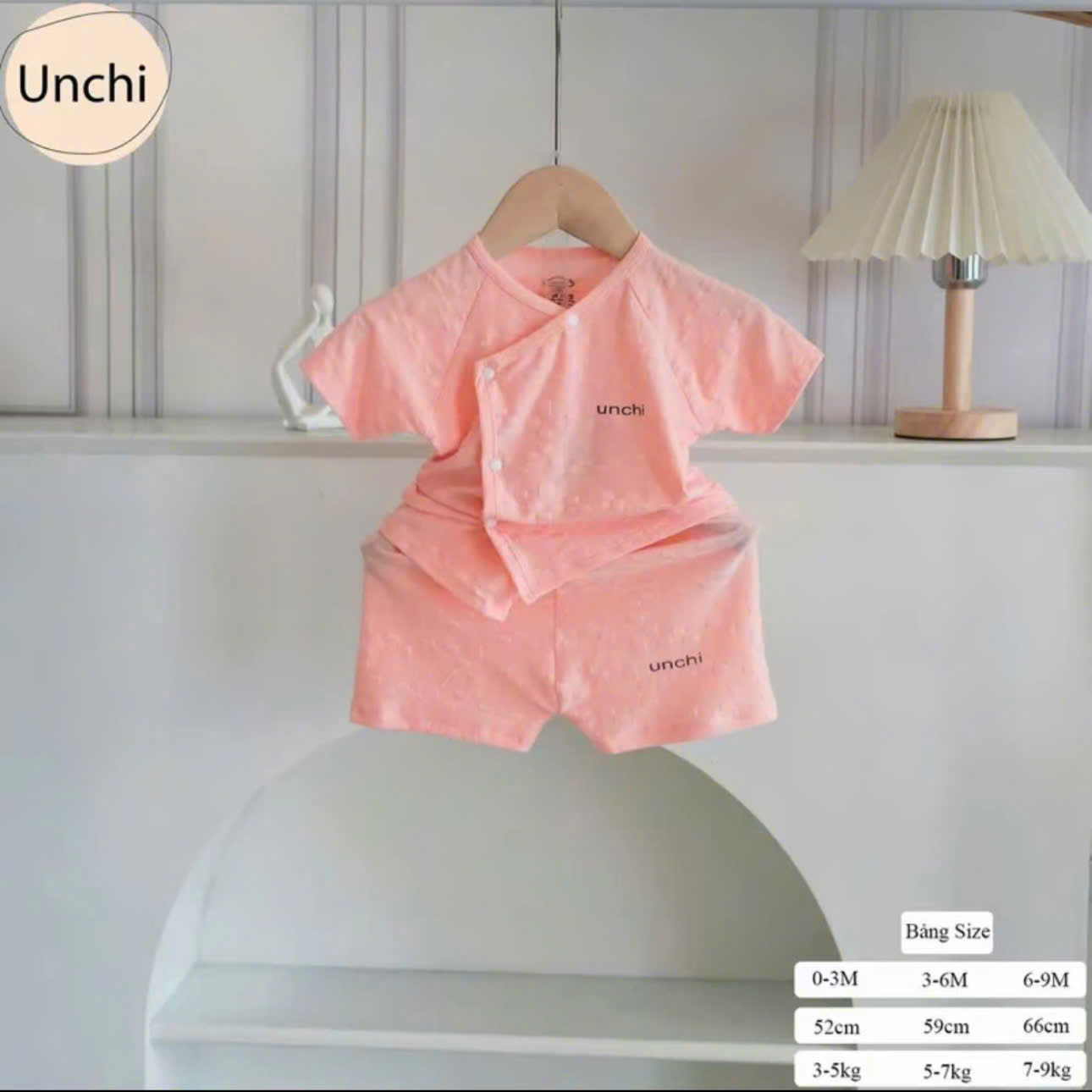 ( UC4 ) Bộ cộc tay sơ sinh Unchi vải petit bamboo vân nổi cho bé 0-9 tháng  — ảnh 7