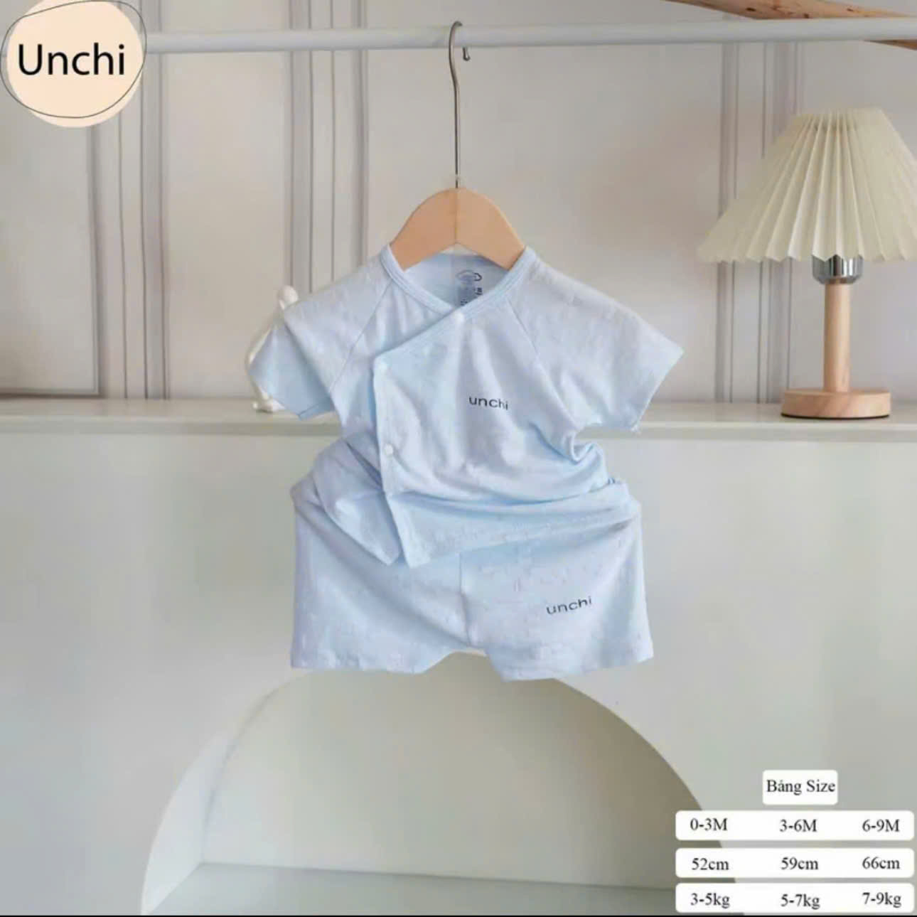 ( UC4 ) Bộ cộc tay sơ sinh Unchi vải petit bamboo vân nổi cho bé 0-9 tháng  — ảnh 8