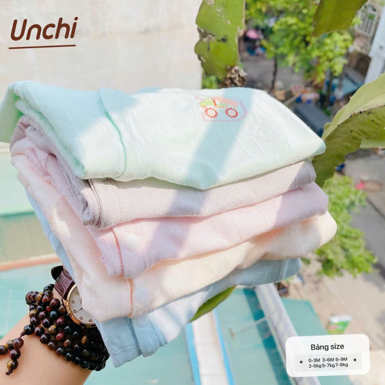 ( UC5 ) Bộ cộc tay thông hơi Unchi chất petit cho bé 0–9 tháng — ảnh 2