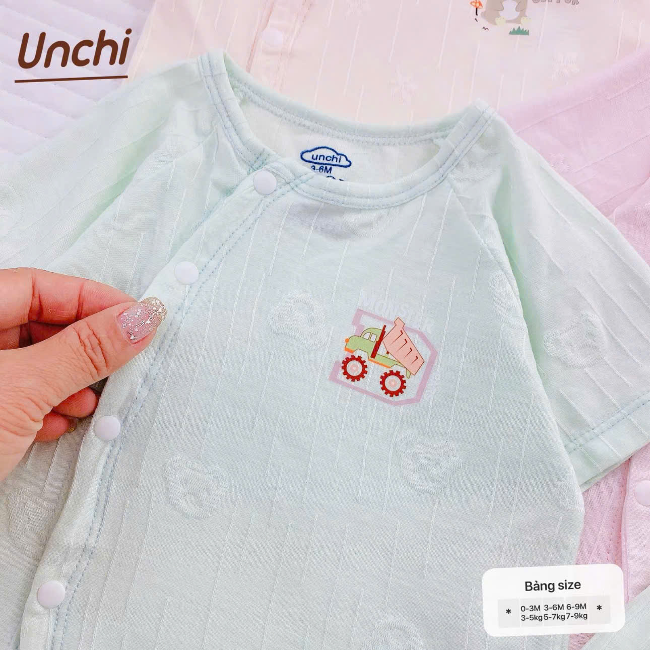 ( UC5 ) Bộ cộc tay thông hơi Unchi chất petit cho bé 0–9 tháng — ảnh 3