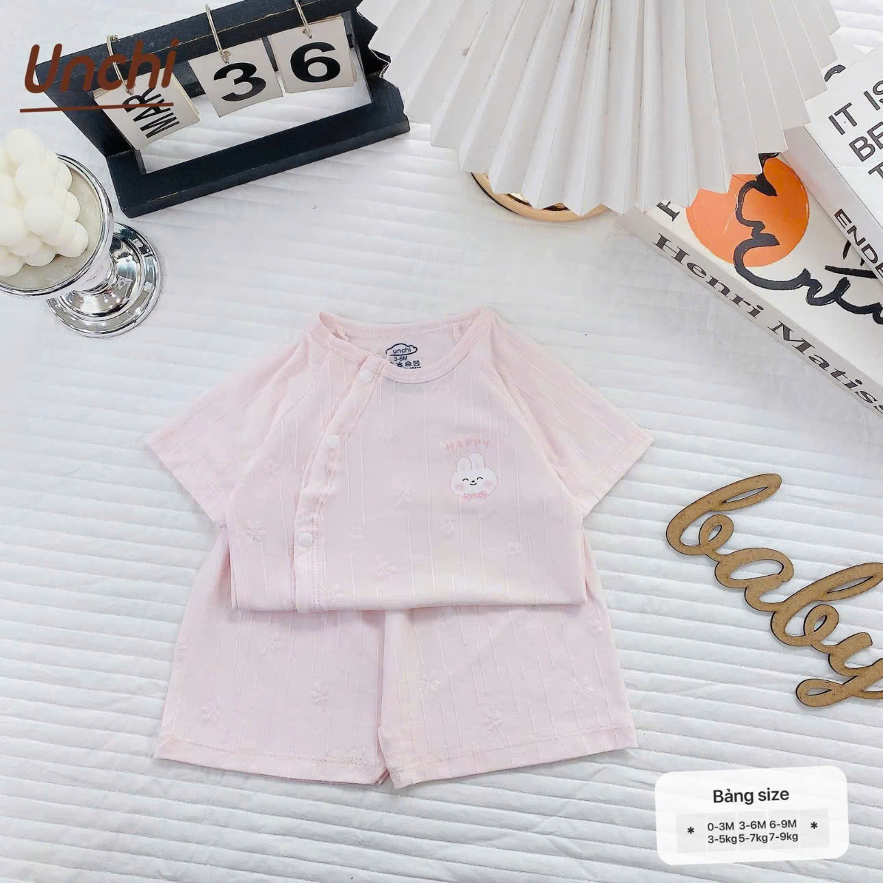 ( UC5 ) Bộ cộc tay thông hơi Unchi chất petit cho bé 0–9 tháng — ảnh 5