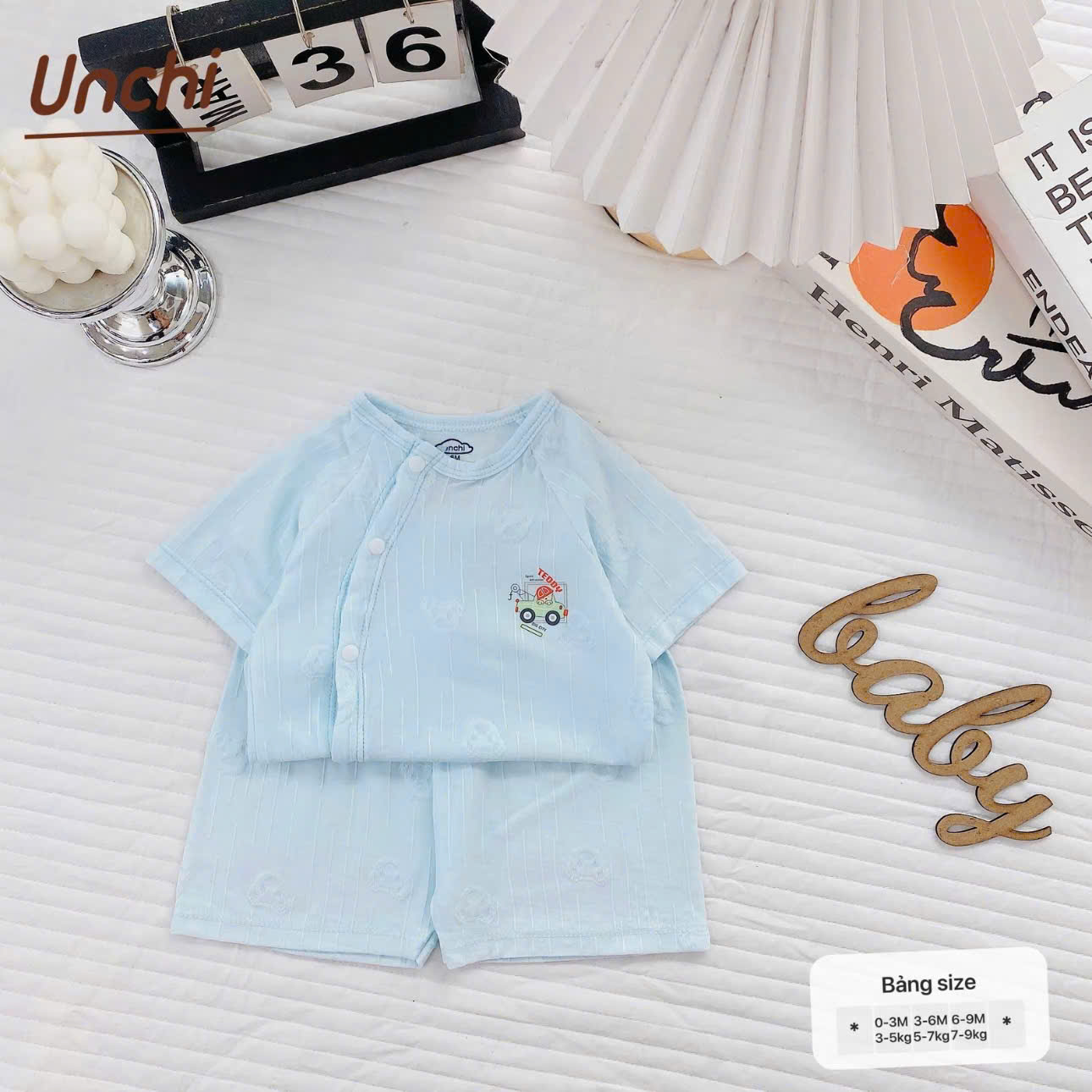 ( UC5 ) Bộ cộc tay thông hơi Unchi chất petit cho bé 0–9 tháng — ảnh 7