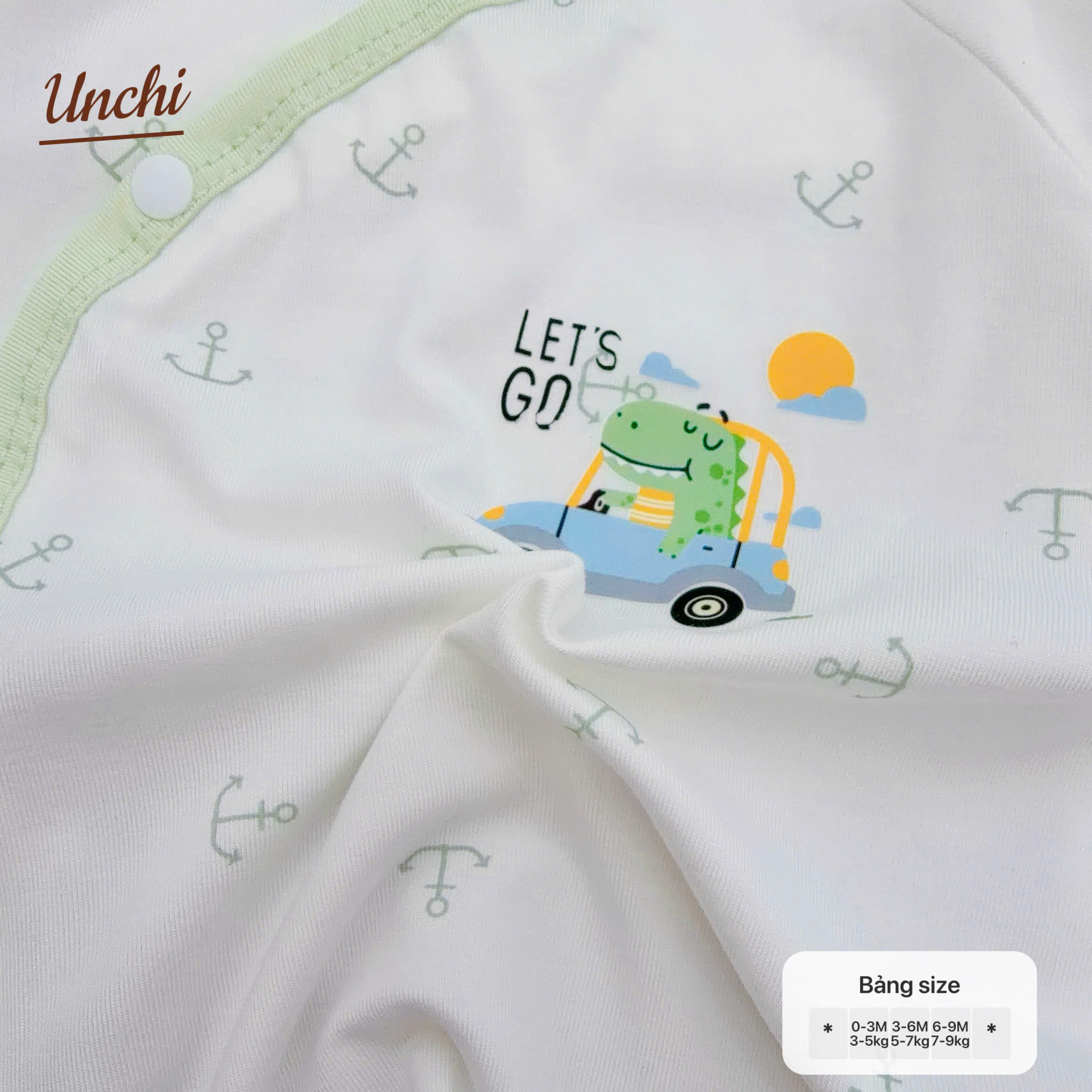 ( UC13 ) Bộ cộc tay sơ sinh Unchi cài chéo - áo + quần đùi cạp cao cho bé 0-9 tháng — ảnh 7